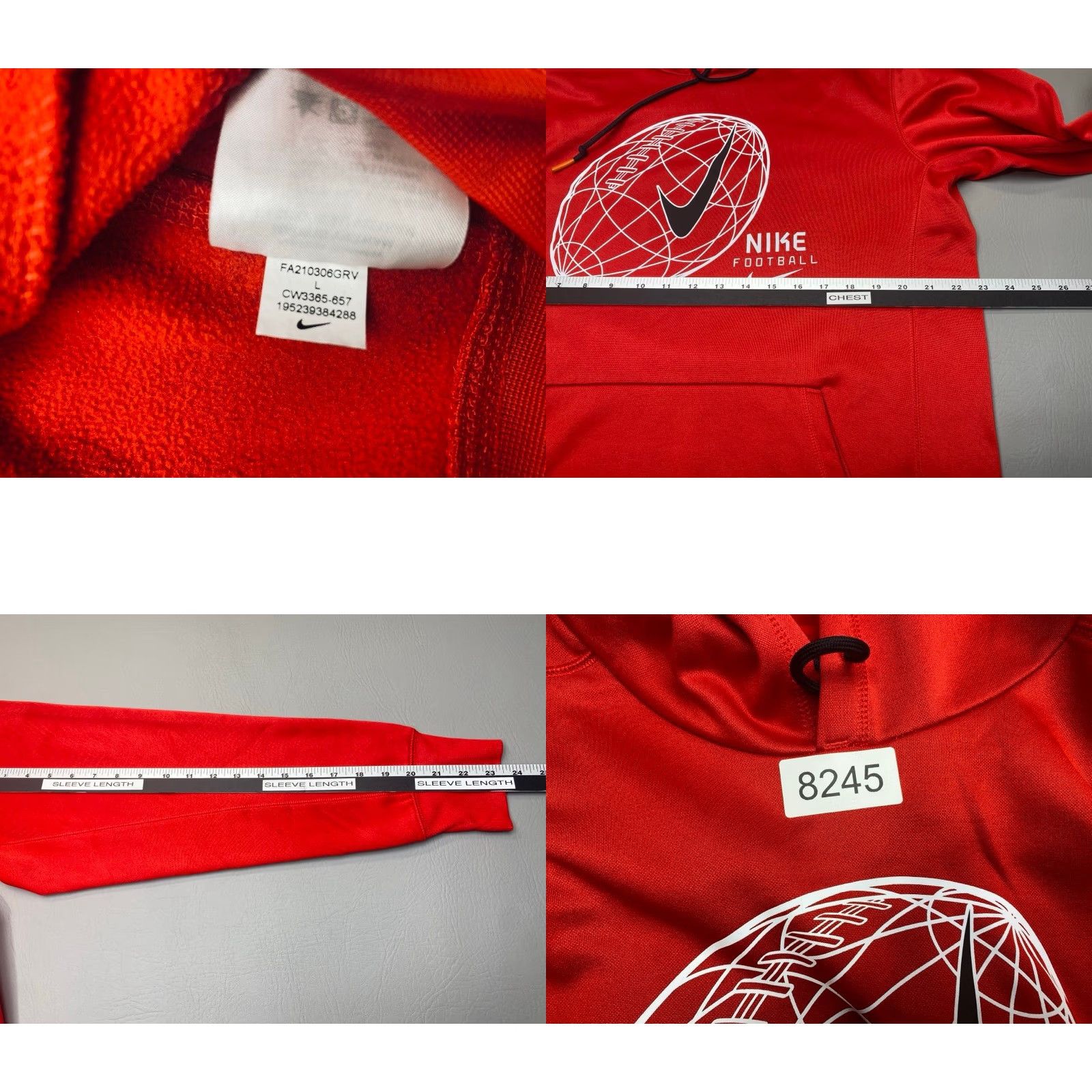 Nike Hoodie CW3365-657 Red Large Men's Football Therma Dri-Fit