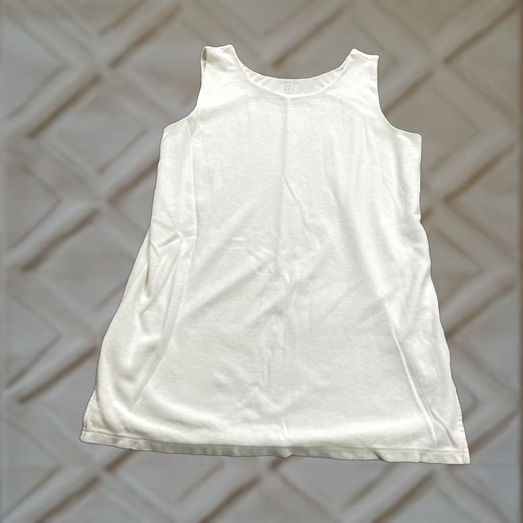 Lands' End VINTAGE Lands' End Women's Tank Top Small White Sleeveless Casual Summer Basic Knit Size S / US 4 / IT 40 - 1 Thumbnail
