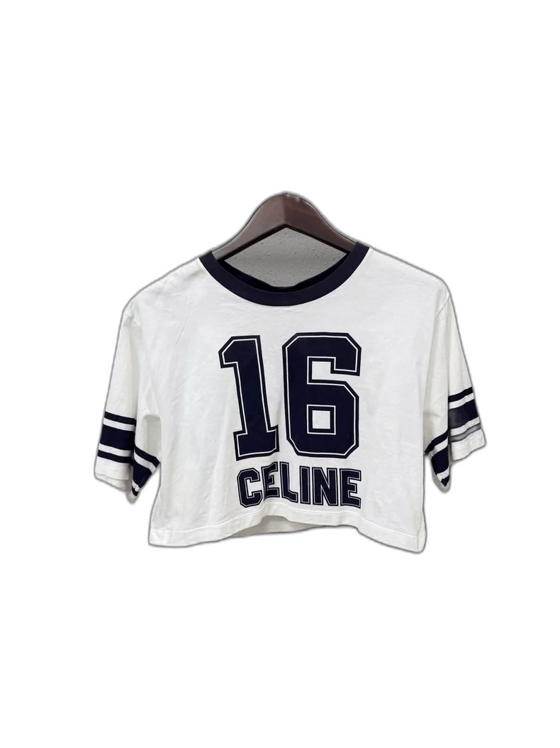 Celine Black White Short Sleeve Crop Top