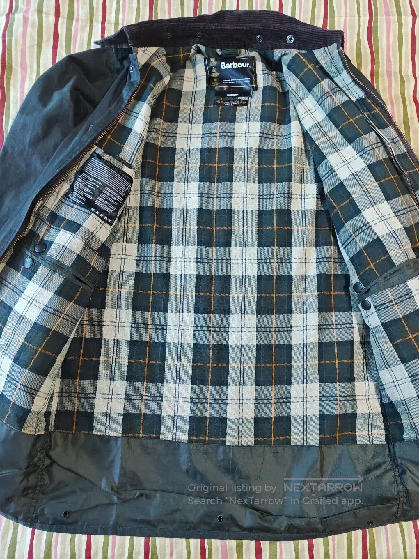 Barbour Border Long Waxed Trench Coat.