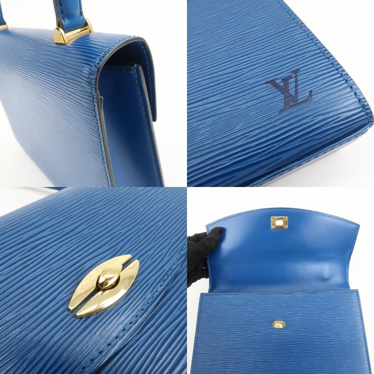 Louis Vuitton Louis Vuitton Epi Malesherbes Top Handle Bag Blue Size ONE SIZE - 6 Thumbnail