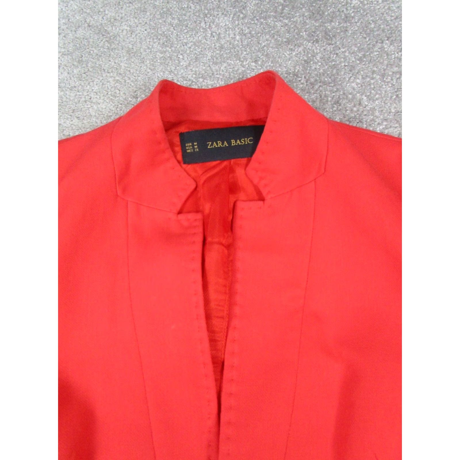 Zara VINTAGE Zara Jacket Women Medium Red Cotton Solid Basic Jacket 2000s Womens Size M / US 6-8 / IT 42-44 - 2 Thumbnail