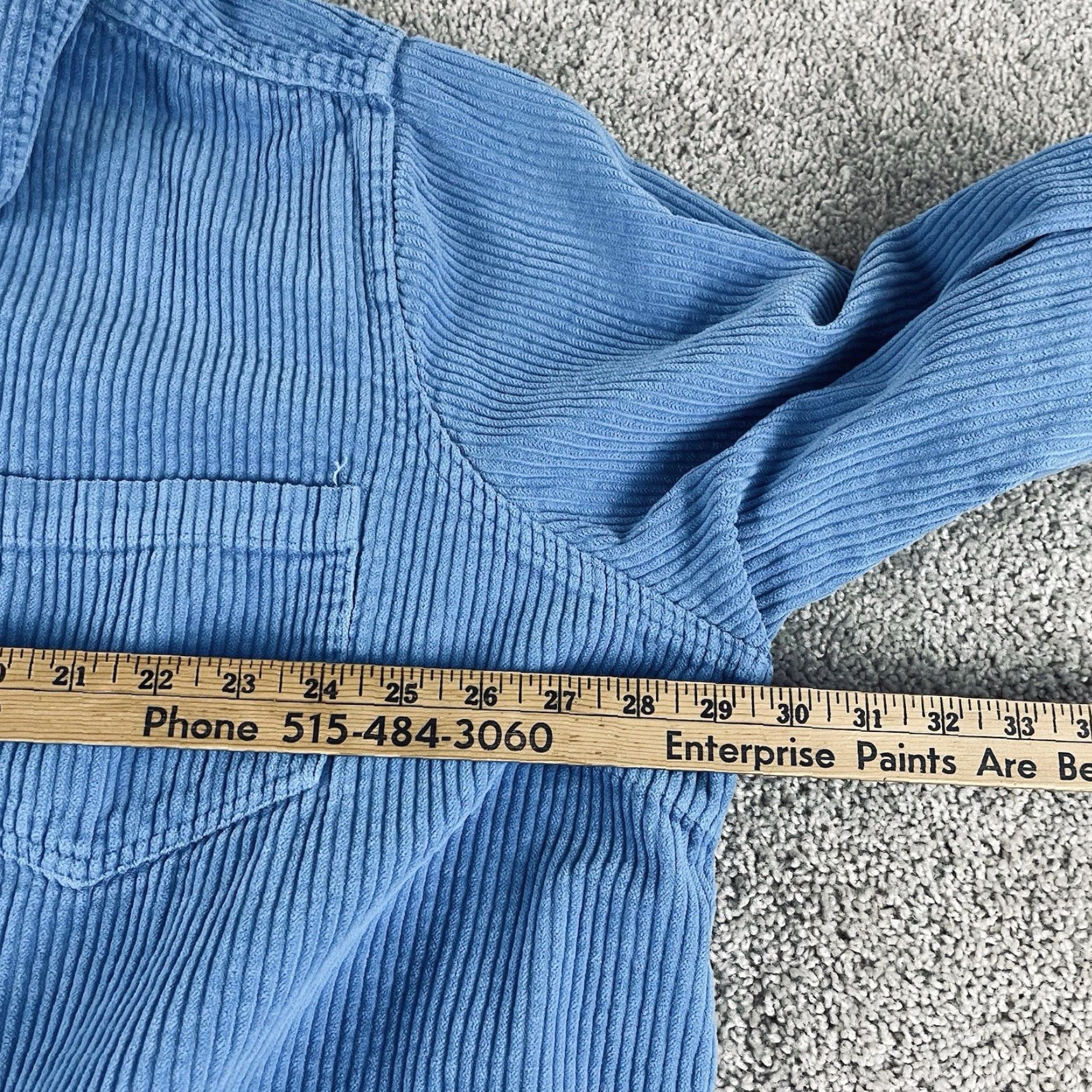 Vintage Romans Corduroy Shirt Women 30W (3X) Blue Shacket Button-Up Casual Long Sleeve 100% Cotton Chest Pocket Vintage No Size 4XL / US 24-26 - 7 Thumbnail