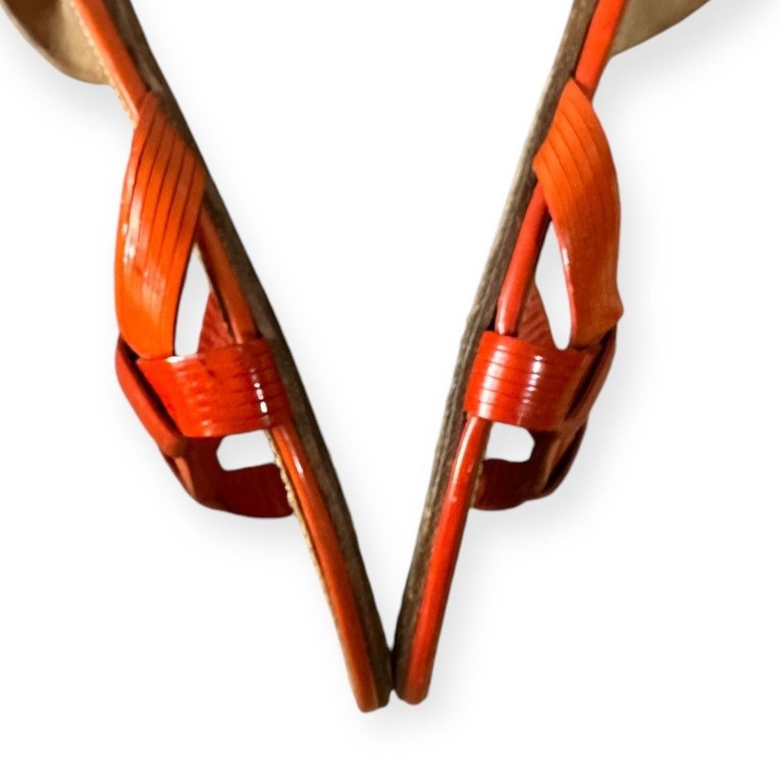 Prada Prada Flat Sling Back Sandal, Orange Patent, Size 38.5 EU Size US 8.5 / IT 38.5 - 12 Thumbnail