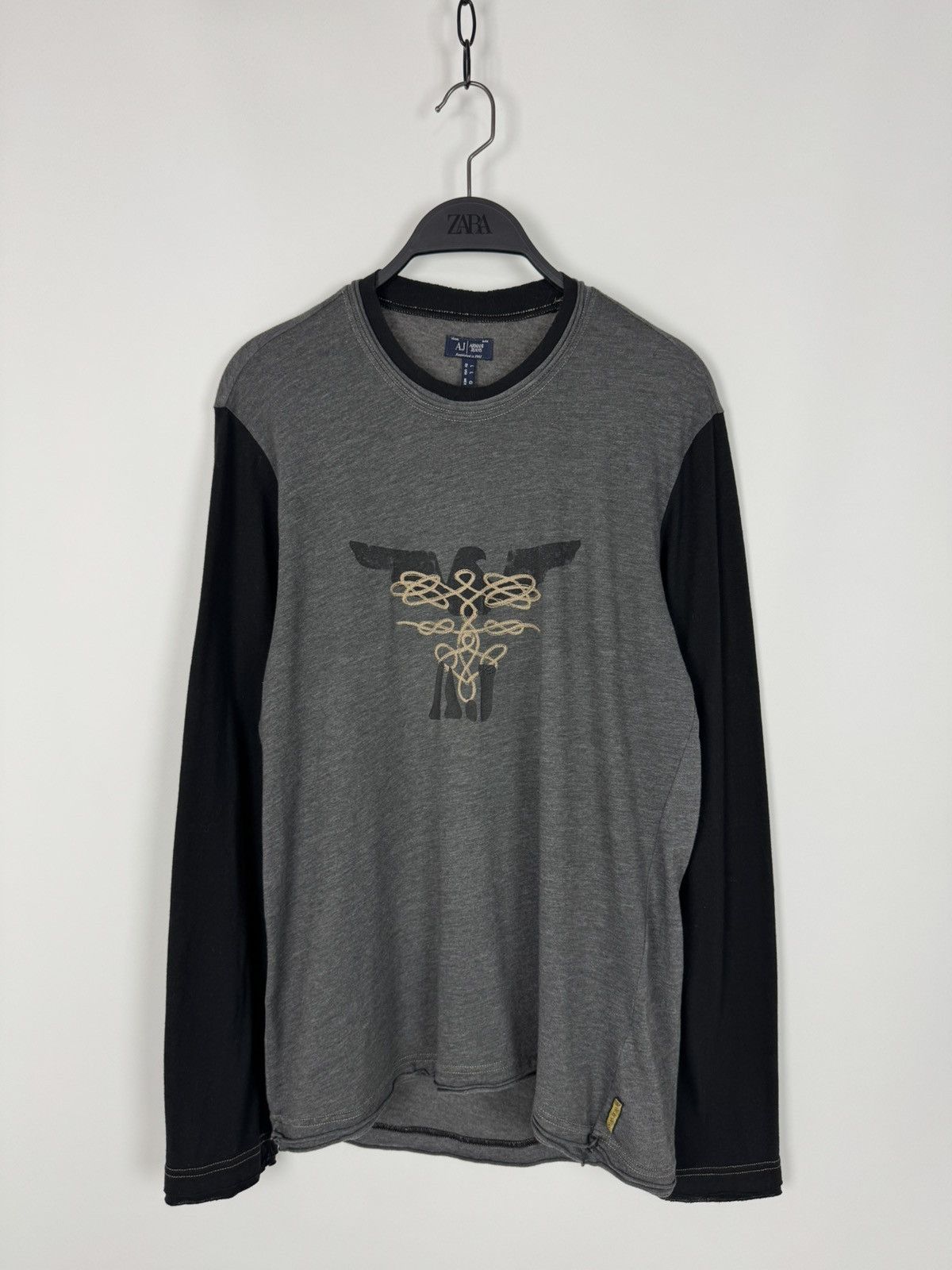 Y2K Armani Jeans Central Logo Lightweight L/S T-Shirt