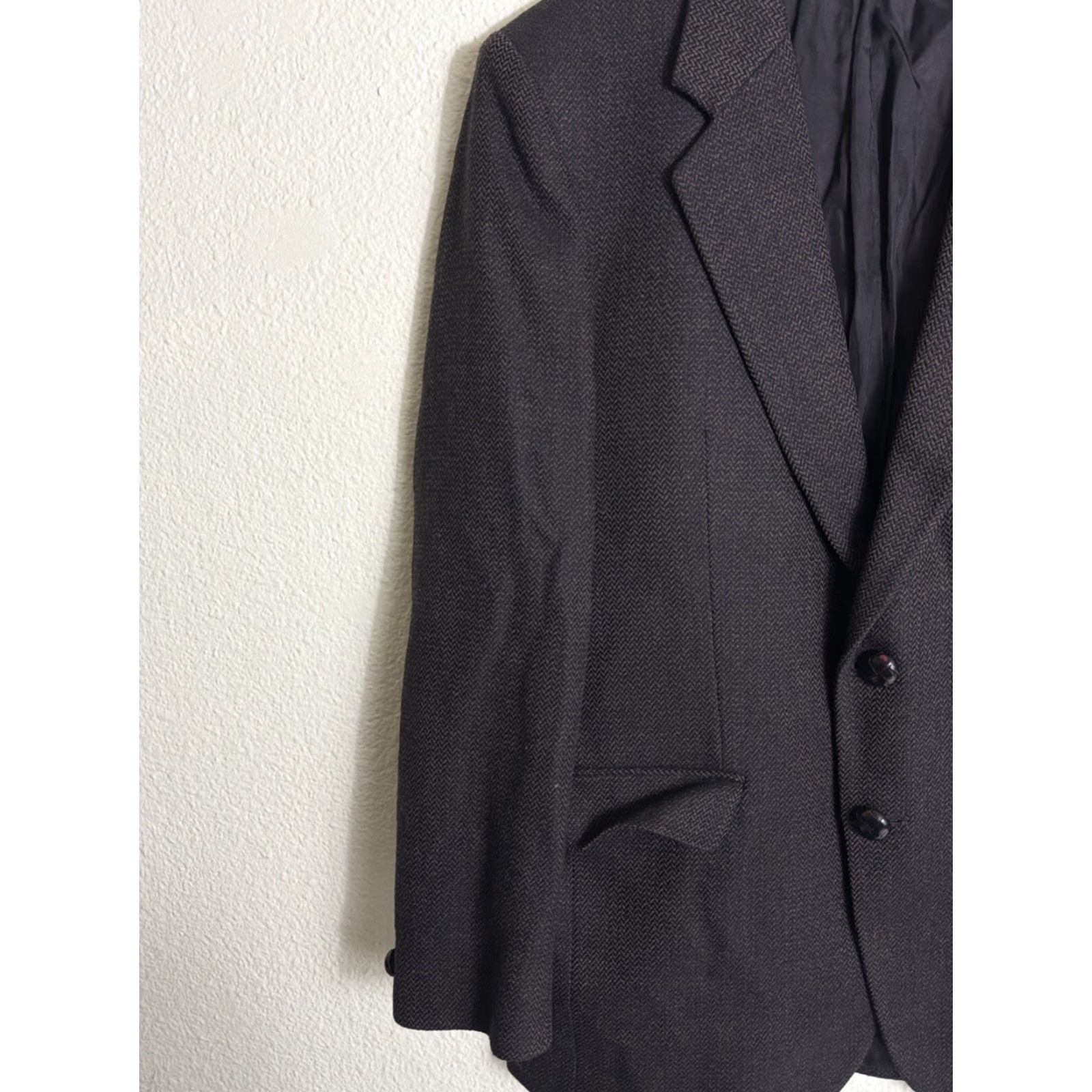 Vintage VINTAGE Maitland Of England Brown Herringbone Blazer Wool Blazer Men 41 Brown Herringbone Mens Blazer Size 42R - 3 Thumbnail