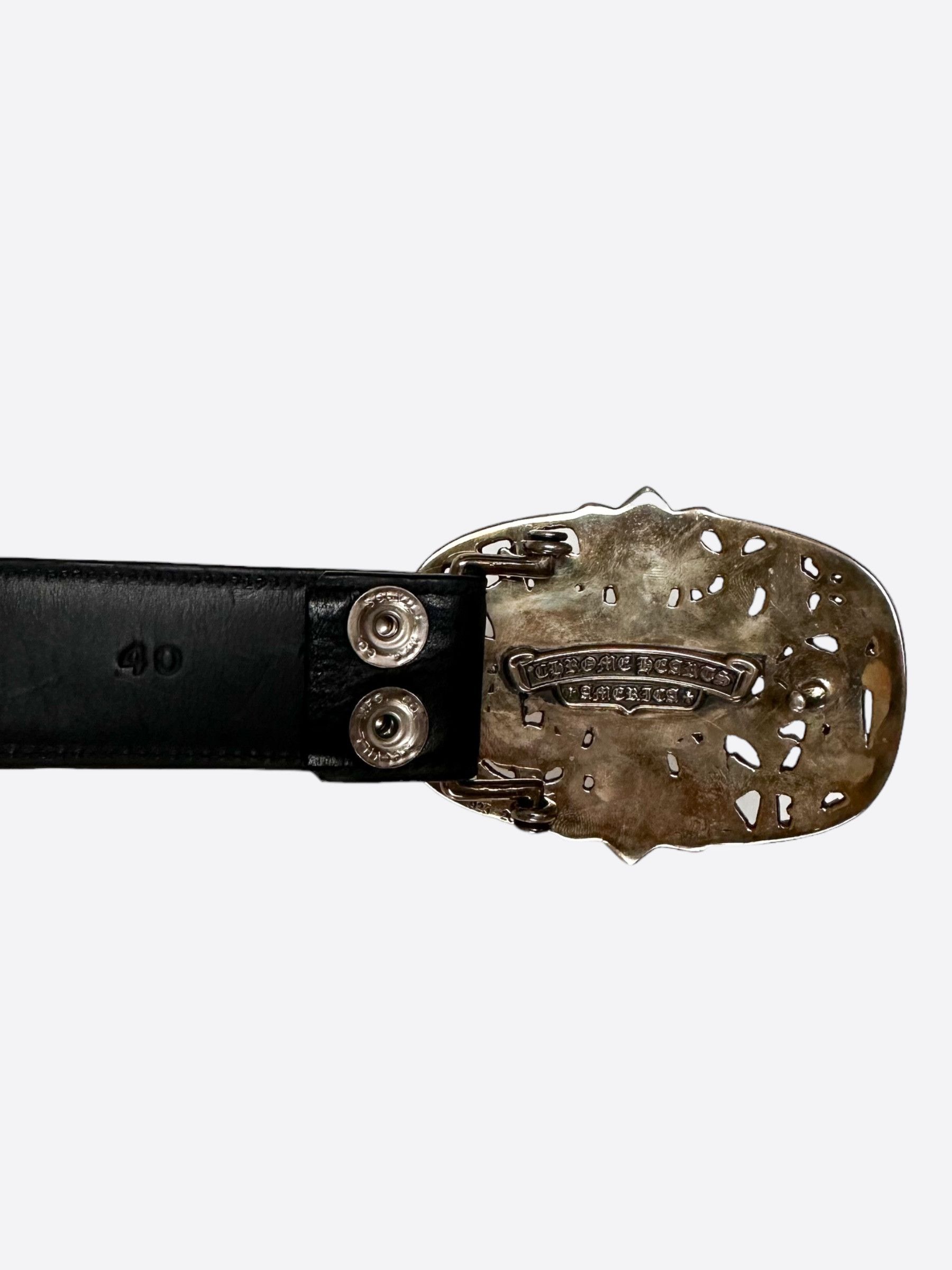 Chrome Hearts Chrome Hearts Black & Red Cross Patch Cemetery Belt Grailed