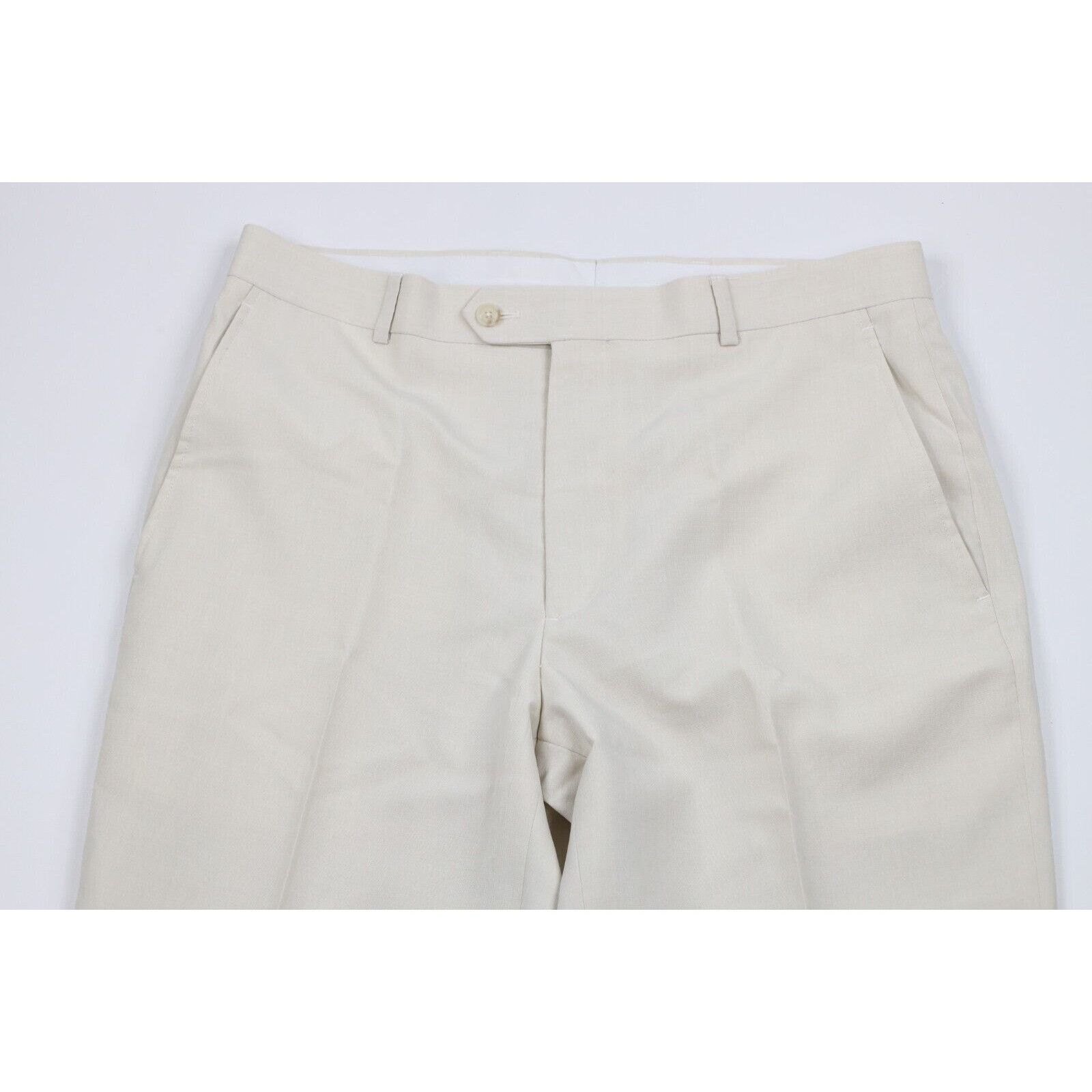 Vintage Streetwear Lightweight 3 Piece Wedding Suit Beige Size 46R - 9 Thumbnail