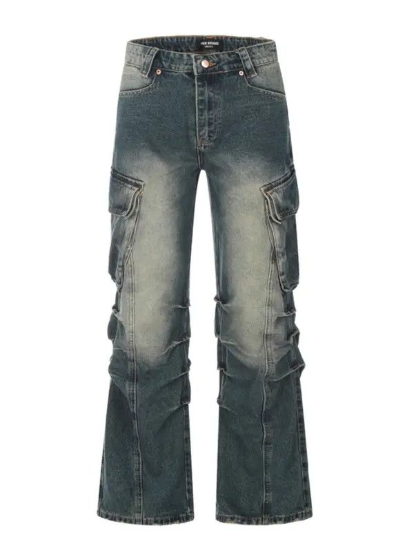 VIBE Cargo Pleated Stack Denim Jeans Size US 30 / EU 46 - 6 Thumbnail