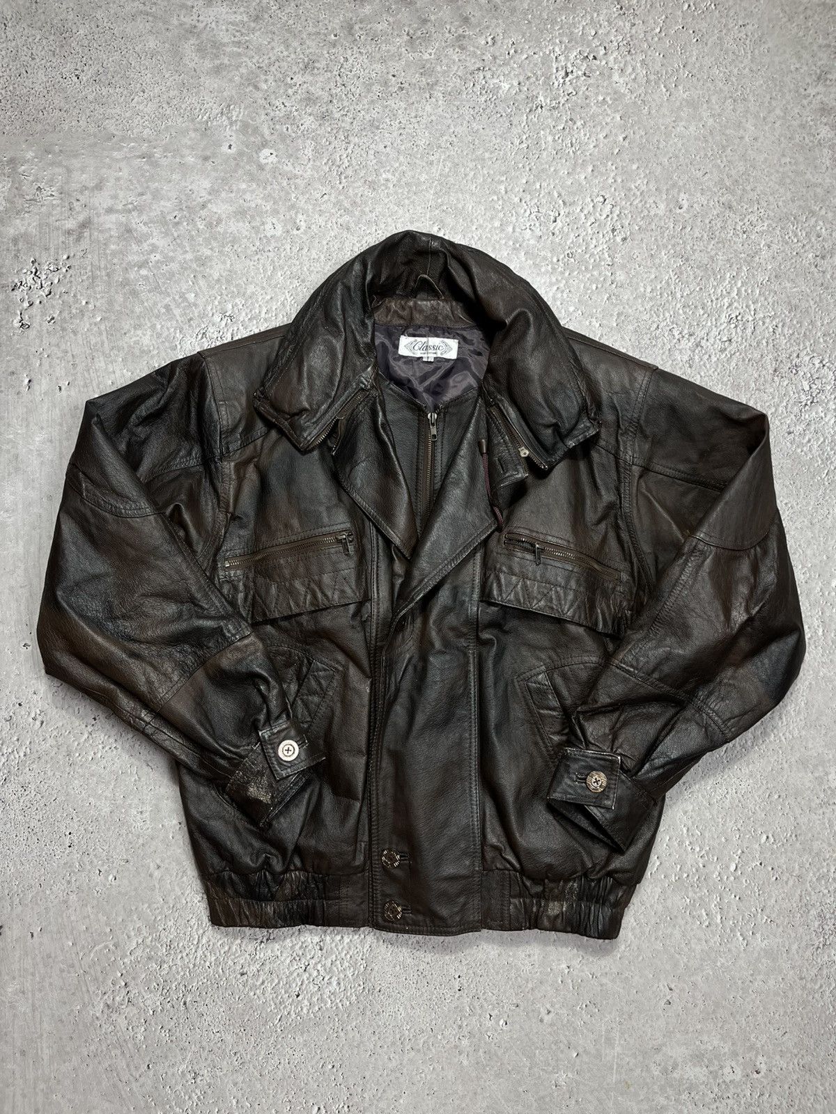 Leather Vintage Leather Bomber Jacket Brown Men Size L Zip Aviator Size US L / EU 52-54 / 3 - 1 Thumbnail