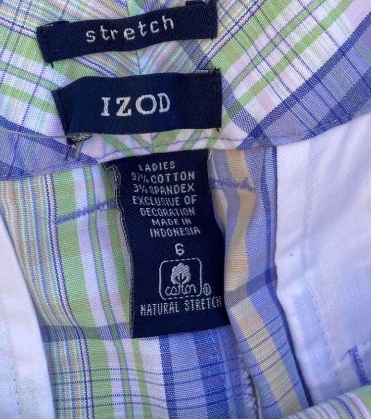 Izod IZOD Golf Plaid Shorts Blue Green Stretch NWT Women’s 6 Size 28" / US 6 / IT 42 - 5 Thumbnail