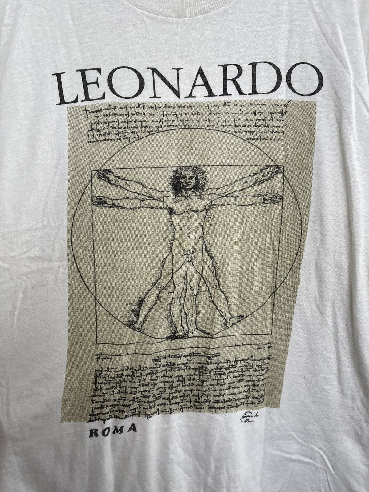 トップス 90s Leonardo da Vinci t-shirt Vintage Leonardo Da Vinci T Shirt Single Stitch Vitruvian Man Art