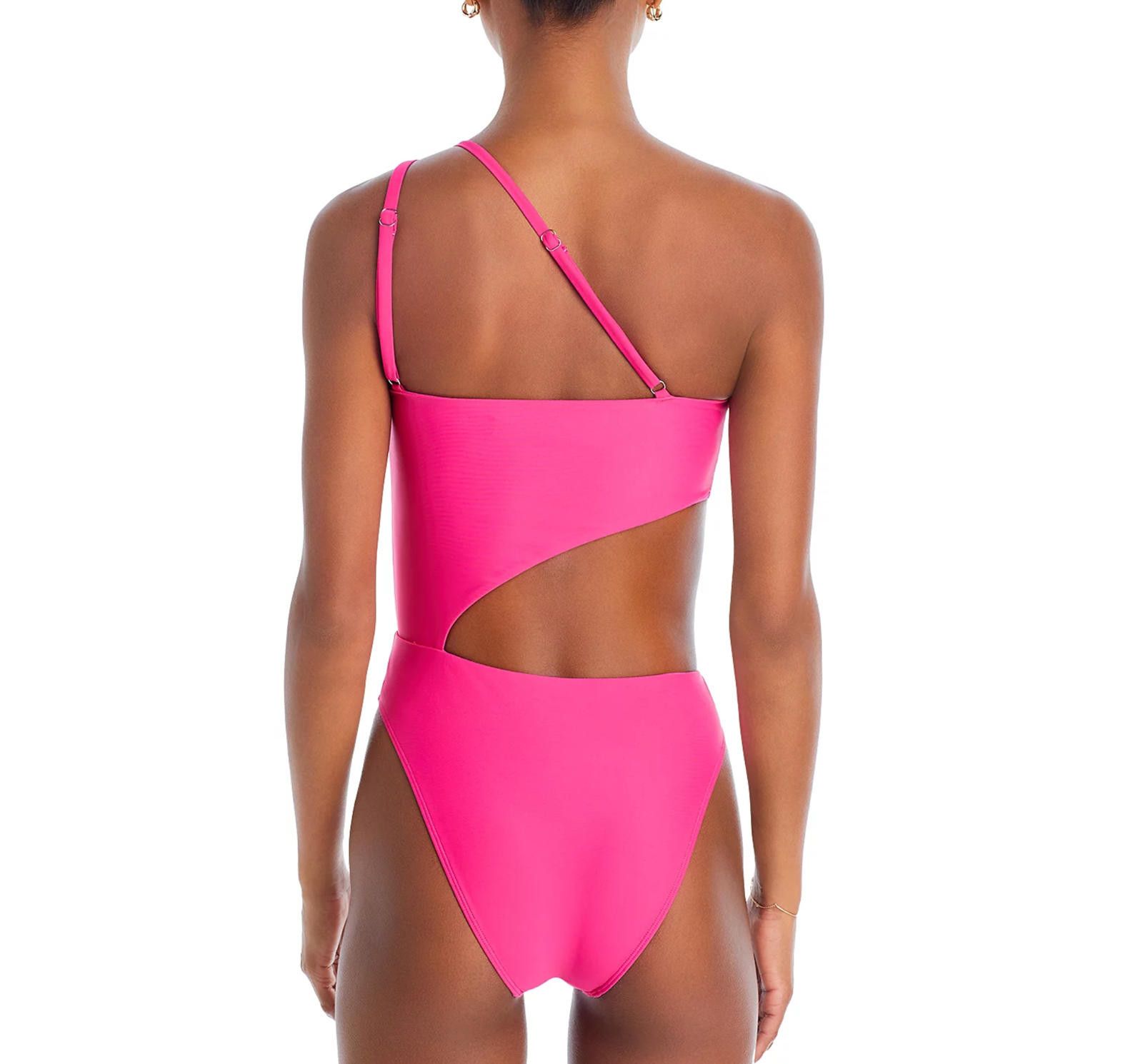 Designer Stylish Pink One-Shoulder Swimsuit by Ramy Brook Size ONE SIZE - 9 Thumbnail