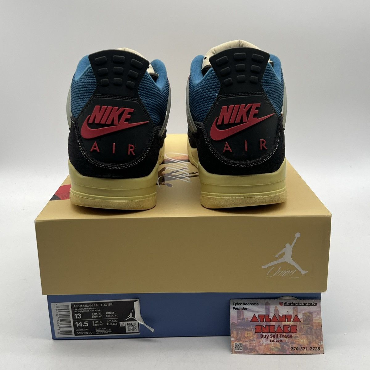 Jordan Brand Union la x air Jordan 4 off noir Size US 13 / EU 46 - 3 Thumbnail