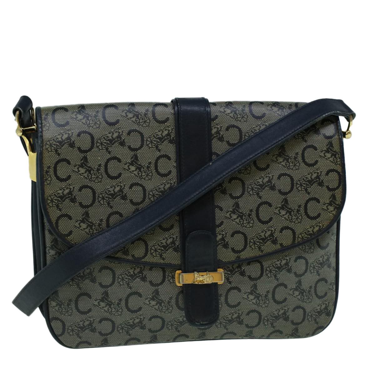 image of Celine C Macadam Canvas Shoulder Bag Coated Canvas Navy Auth 60345, Women's