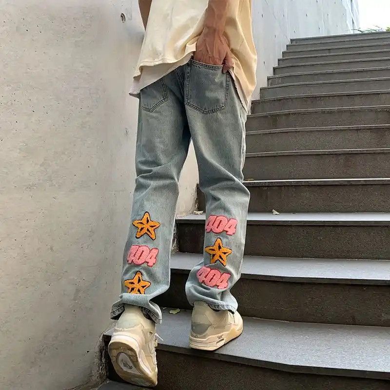 Japanese Brand × Vintage American Retro Niche Design Letter Embroidered Jeans Size US 30 / EU 46 - 2 Thumbnail
