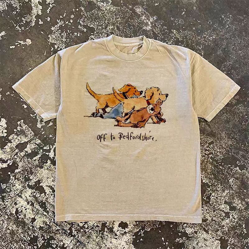 Japanese Brand × Vintage Beige casual retro puppy print t-shirt Size US M / EU 48-50 / 2 - 1 Thumbnail