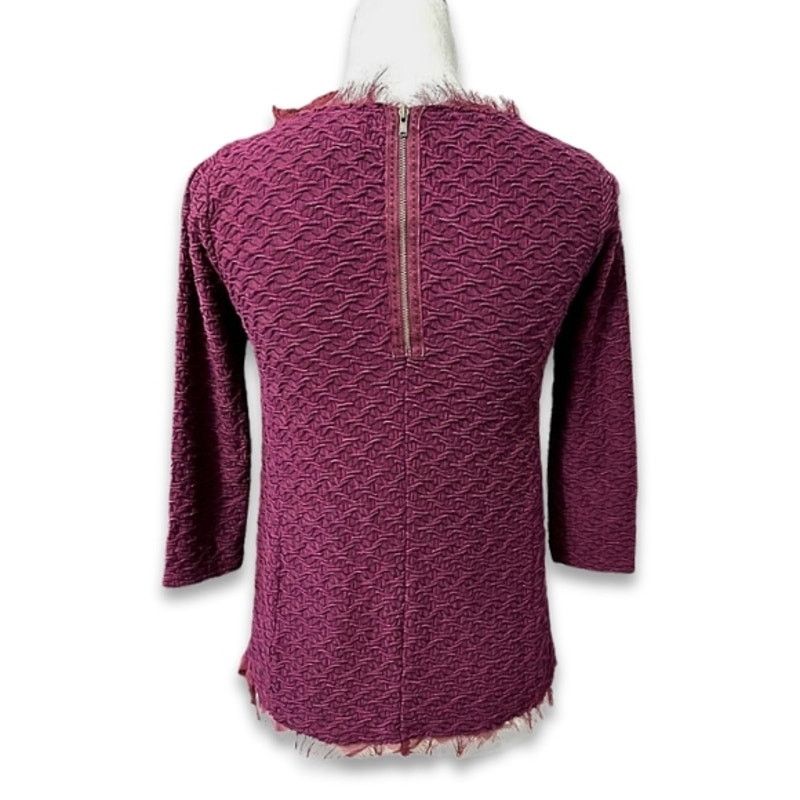 Other Anthropologie Postmark Blouse Fringe 3/4 Sleeves Burgundy XS Size XS / US 0-2 / IT 36-38 - 4 Thumbnail