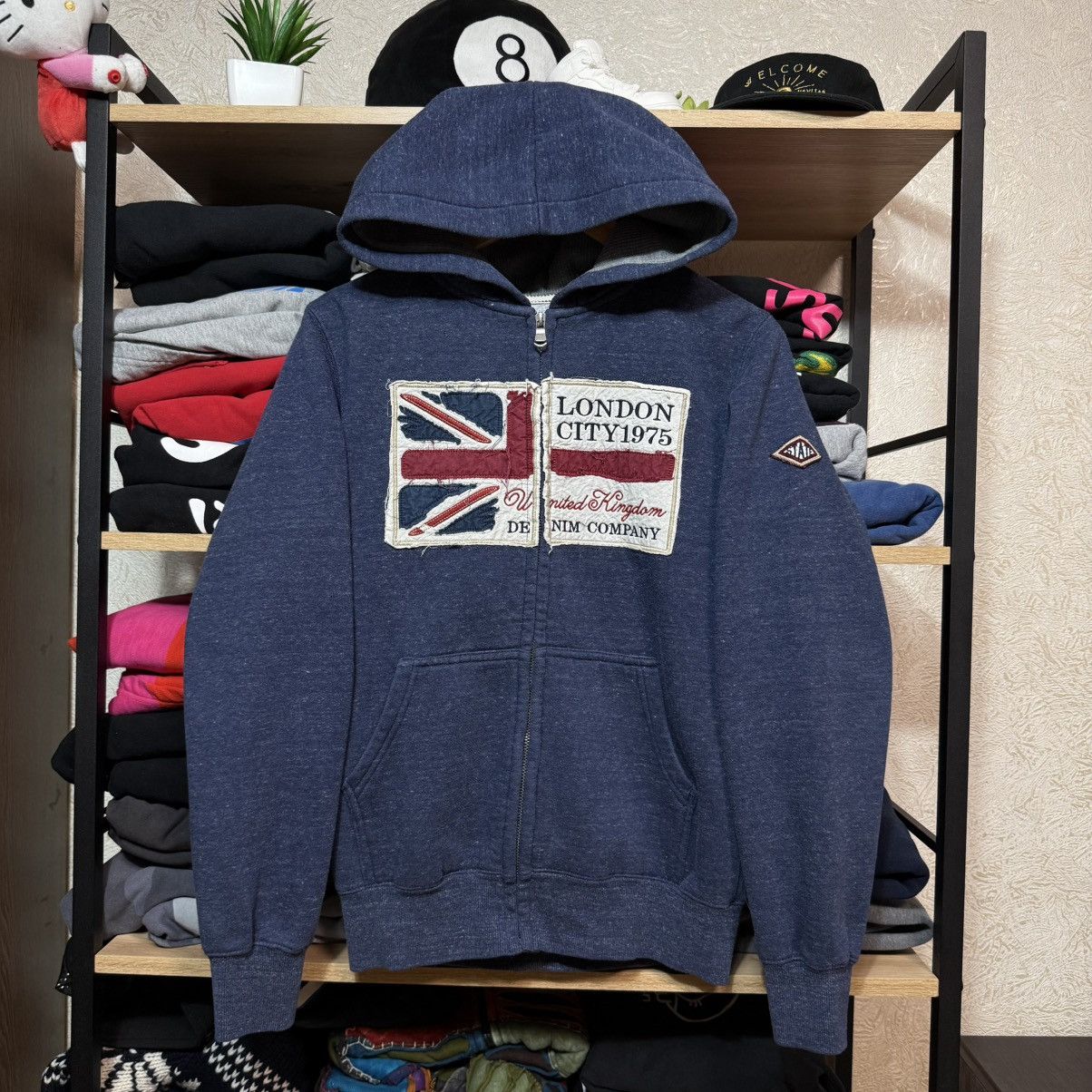 📌 Crazy Y2K British Britain Flag Archive Zip Hoodie