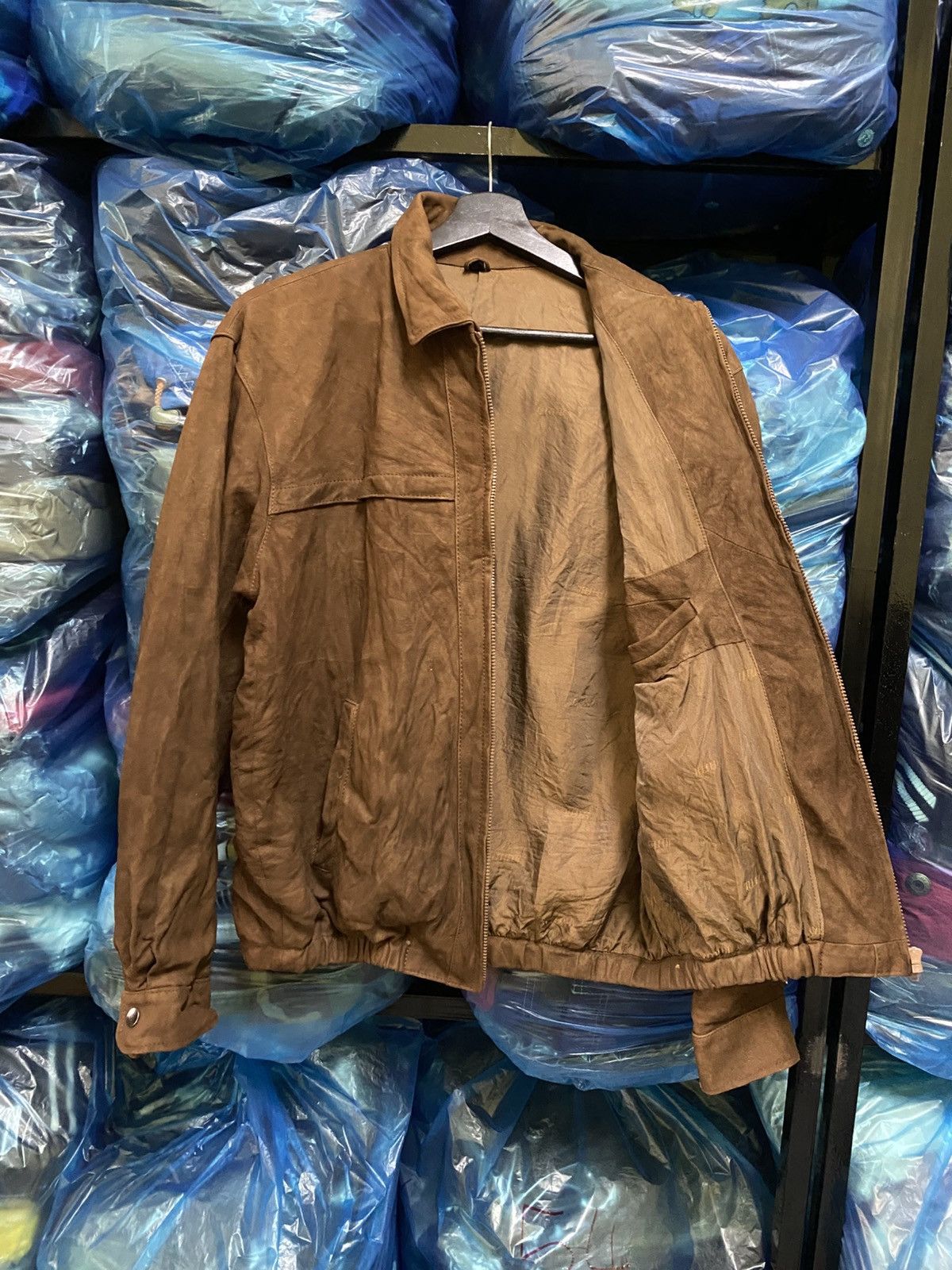 Other Vintage Brown Suede Bomber Jacket - Classic 90s Minimalist Size US L / EU 52-54 / 3 - 9 Thumbnail