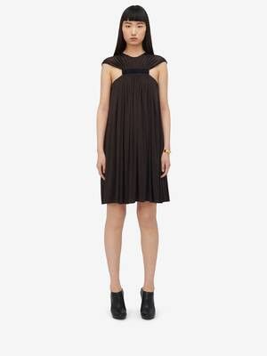 Alexander McQueen o1srvl11e0326 Gathered Cape Mini Dress in Brown Size XL / US 12-14 / IT 48-50 - 3 Thumbnail