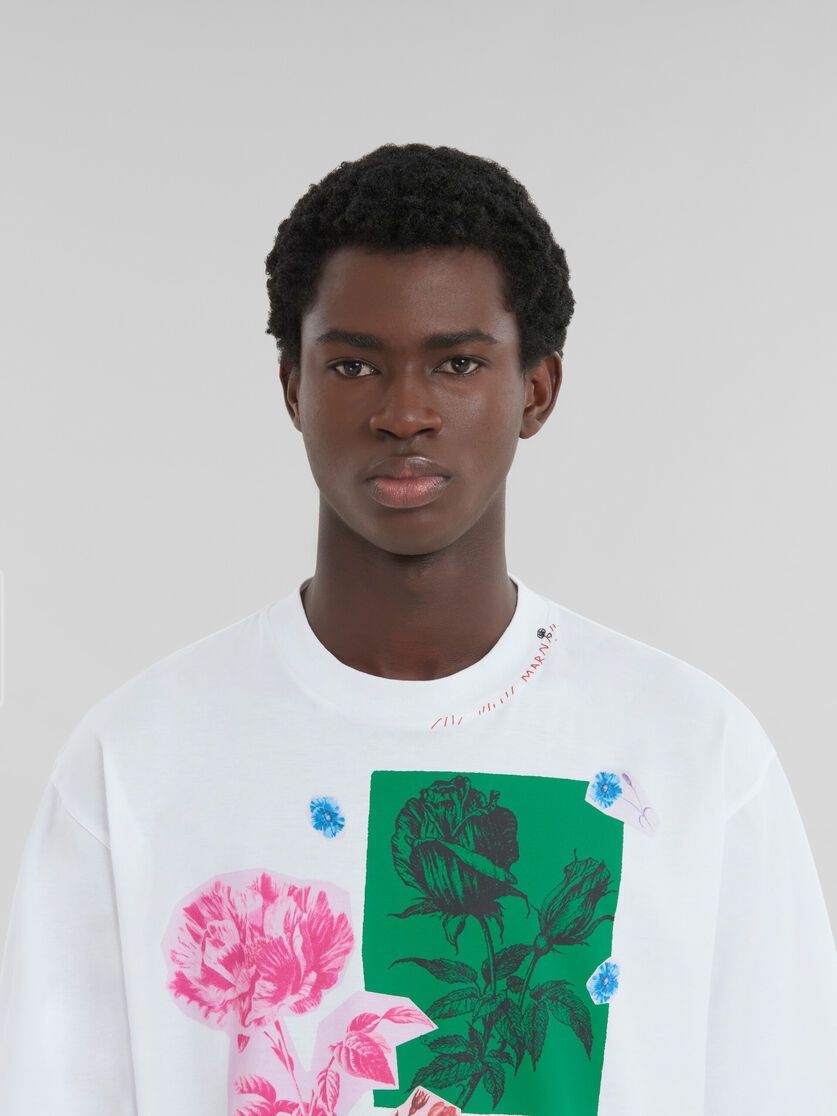 Marni oc11z0525 Floral Cotton T-Shirt in White Size US XL / EU 56 / 4 - 5 Thumbnail