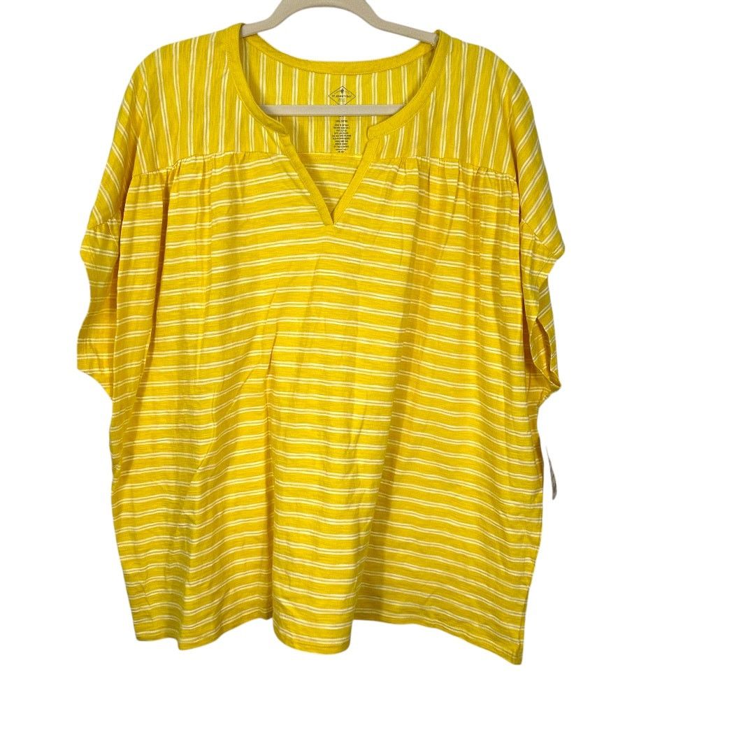 St. Johns Bay St Johns Bay Yellow White Striped Top Size 2X Size XXL / US 16-18 / IT 52-54 - 1 Thumbnail