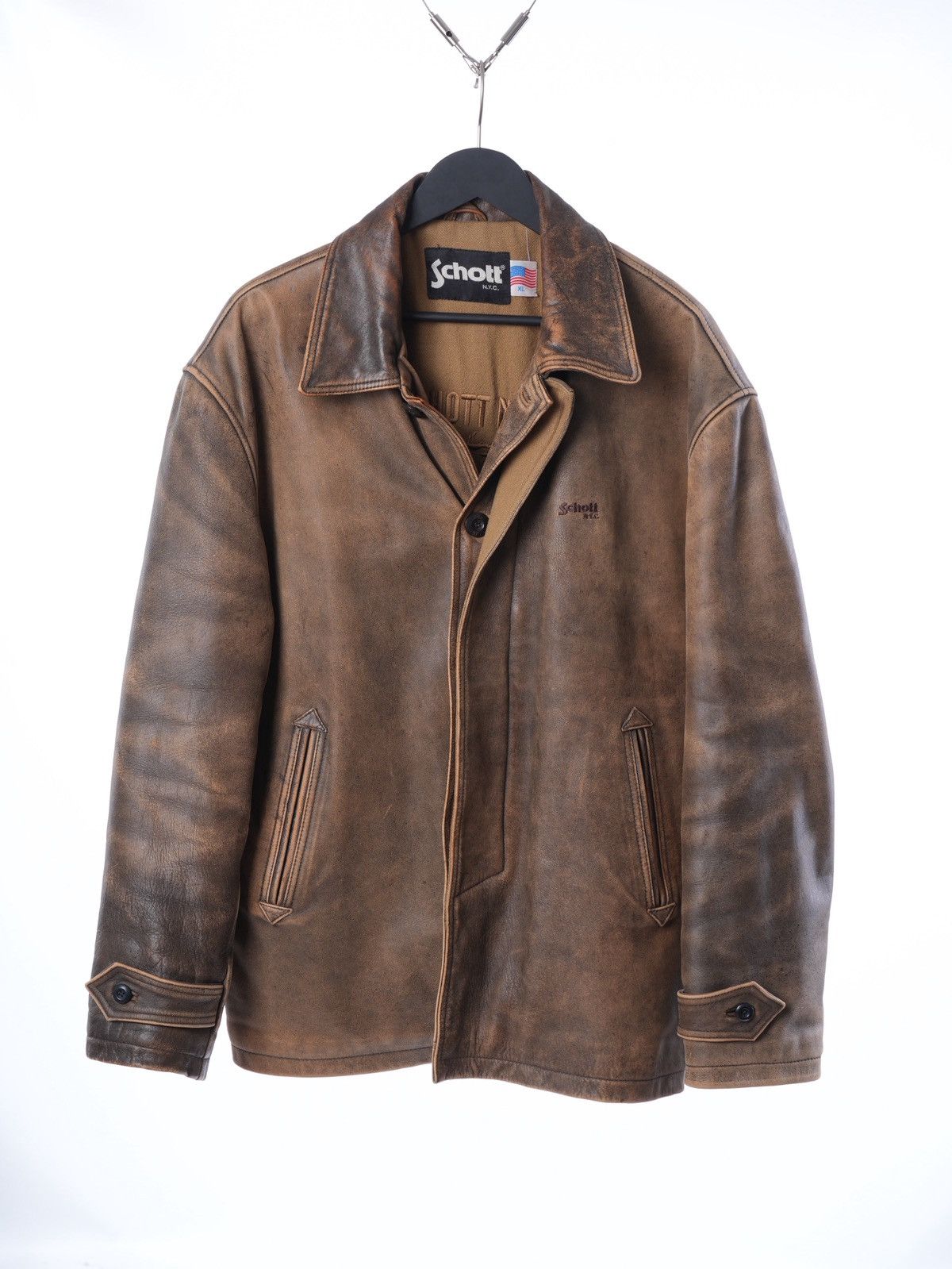 Schott Schott leather coat jacket cowhide XL Size US XL / EU 56 / 4 - 1 Thumbnail