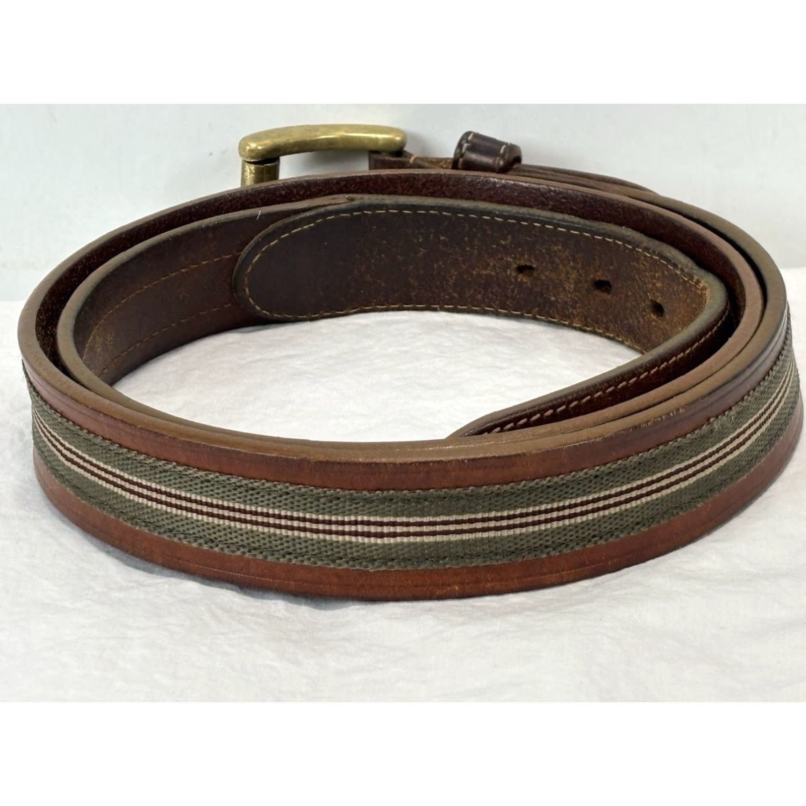 Coach VINTAGE Coach Belt Leather Brown Grosgrain Ribbon 40 Italy Men’s Size 40 Brown Leather Coach Belt 1.25” USA? Size 40 - 3 Thumbnail