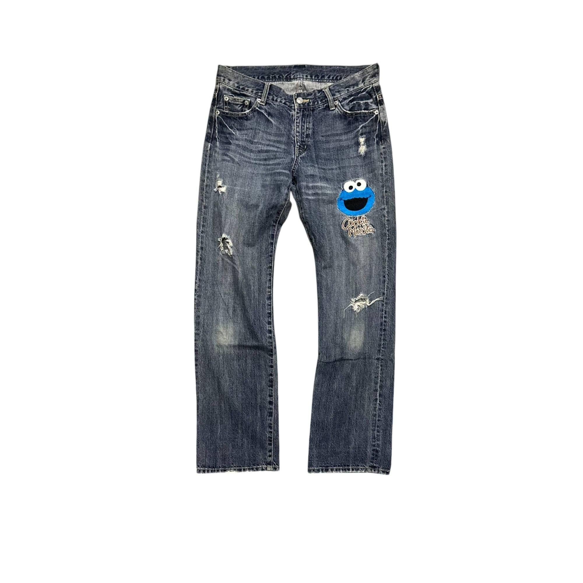 Vintage Sesame Street Cookies Monster Denim Distressed Jeans