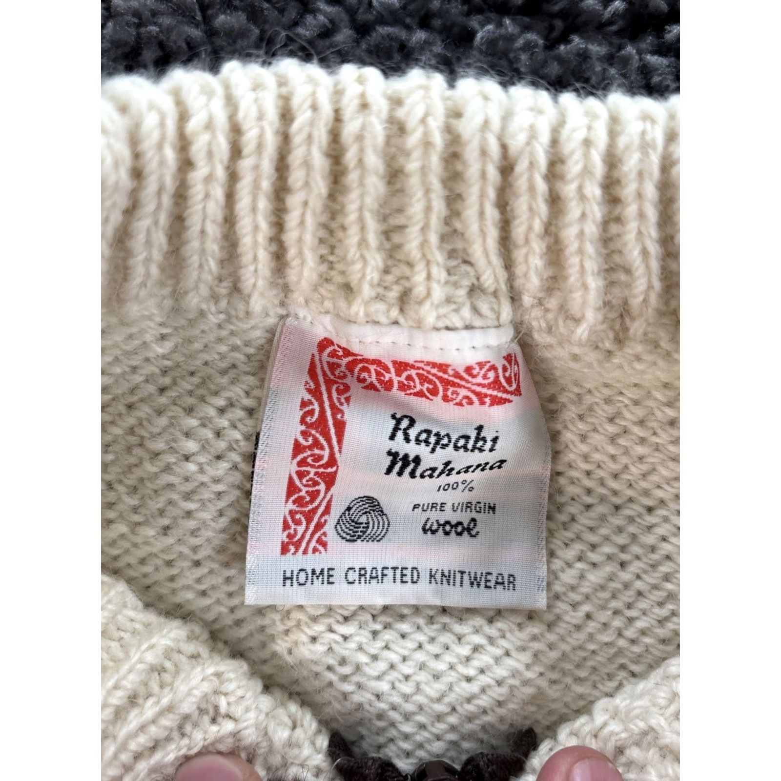 Vintage Rapaki Mahana Women Wool Full Zip Cardigan Sweater Size S Knit Ivory Brown Size S / US 4 / IT 40 - 4 Thumbnail