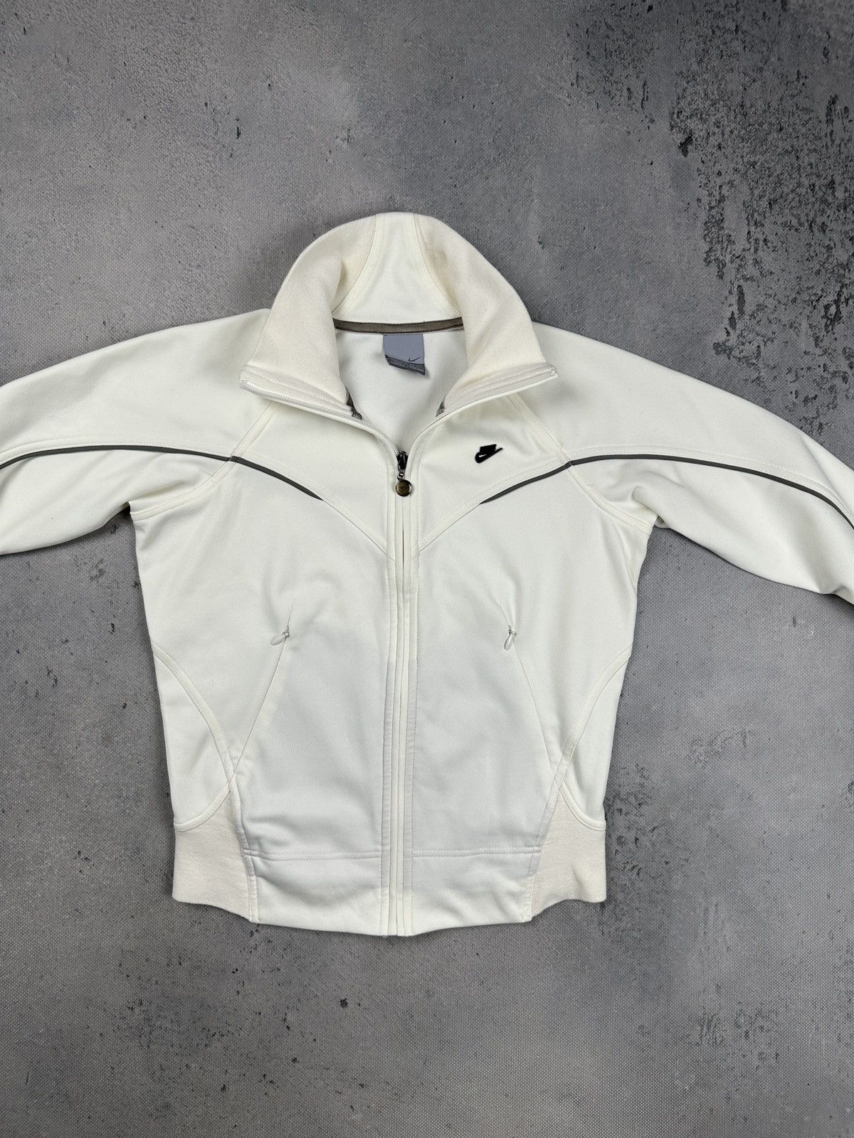 Nike Vintage Nike Mini Swoosh Full Zip Track Jacket Cream Y2K Size XS / US 0-2 / IT 36-38 - 4 Thumbnail