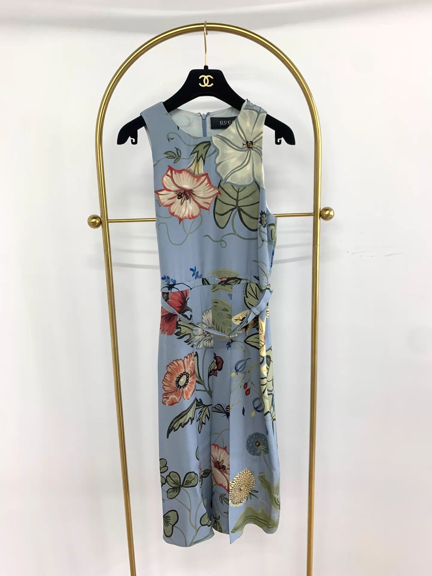 Gucci Gucci Women's Blue Printed Silk Dress Size 40 New Size S / US 4 / IT 40 - 1 Thumbnail