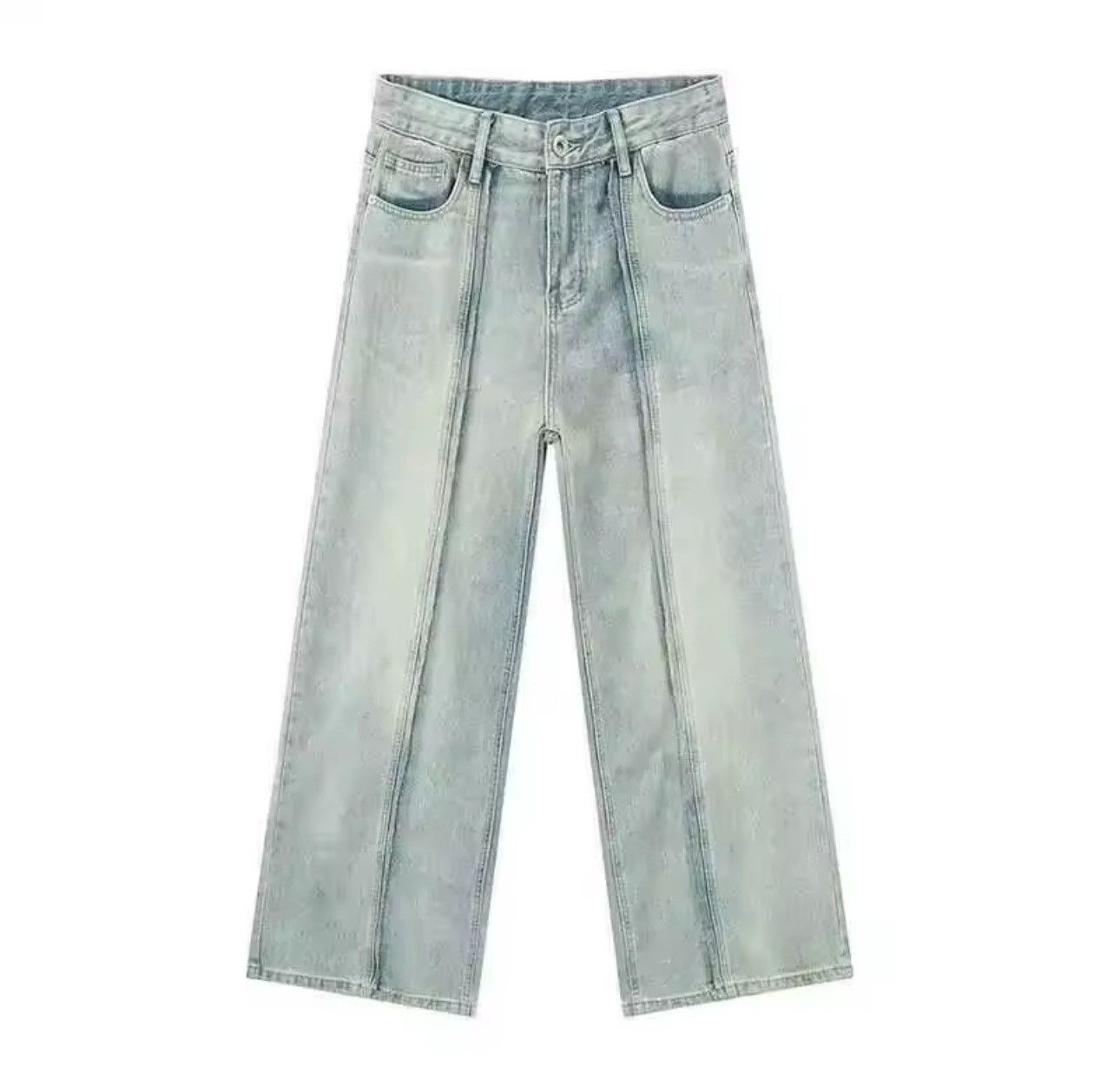 Vintage Streetwear Retro Patchwork Straight Light Blue Y2k Jeans Size US 28 / EU 44 - 5 Thumbnail