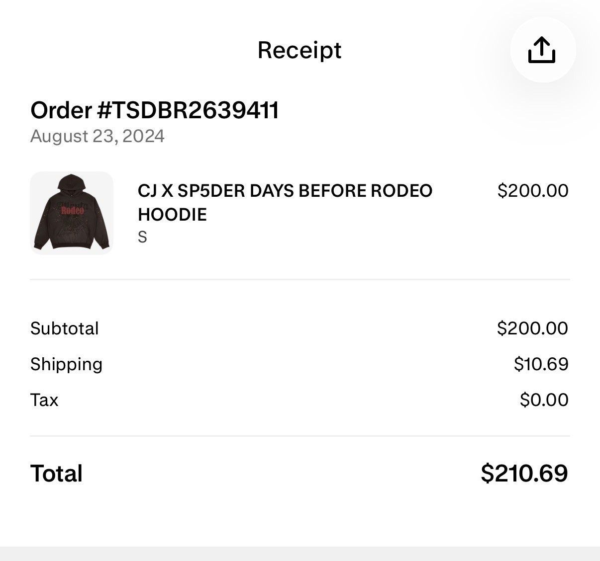 Sp5der × Travis Scott CJ X SP5DER DAYS BEFORE RODEO HOODIE Size US S / EU 44-46 / 1 - 7 Thumbnail