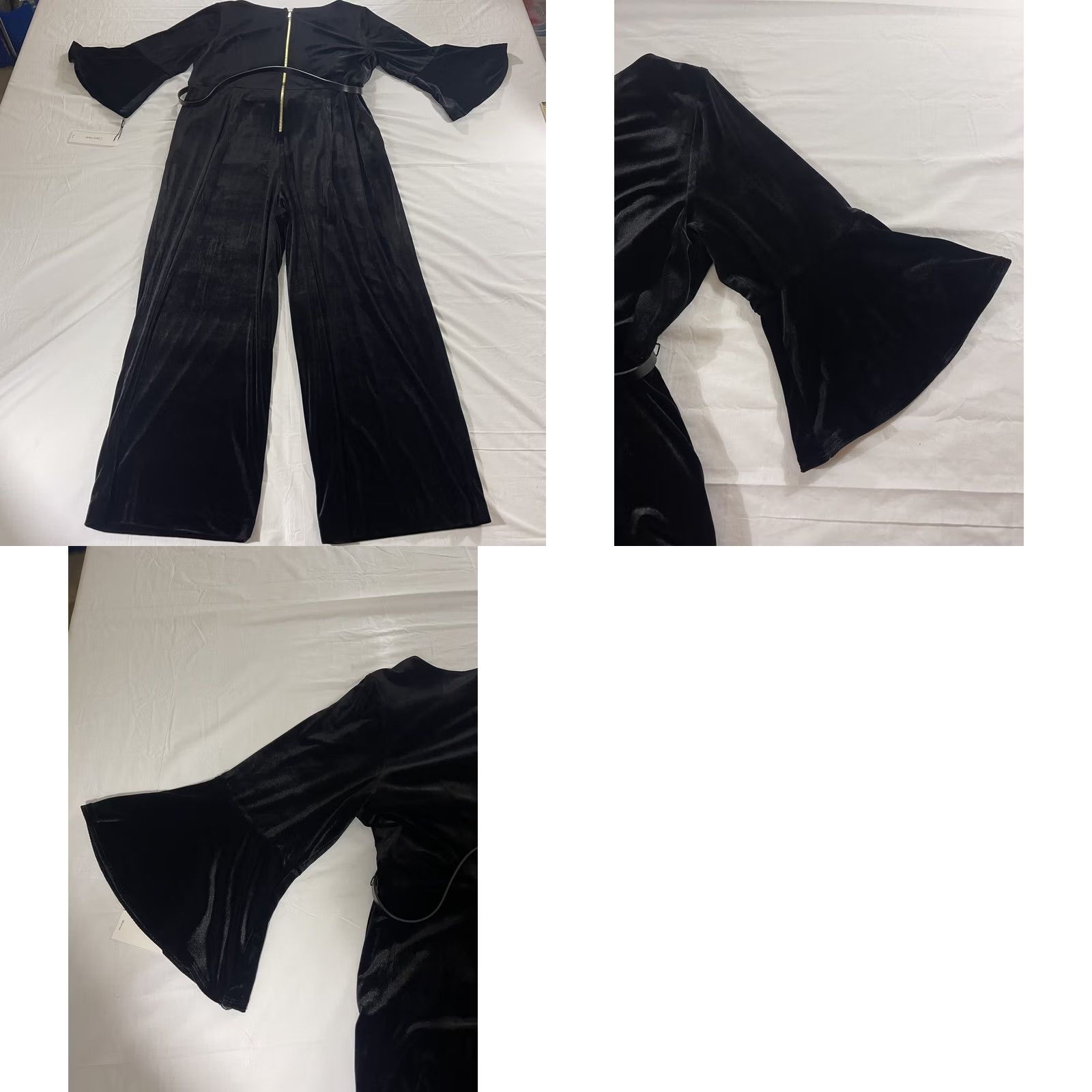 Calvin Klein Calvin Klein Women's Jumpsuit Belted Velvet Romper Pockets Black 20W XS? Size 42" / US 20 - 10 Thumbnail
