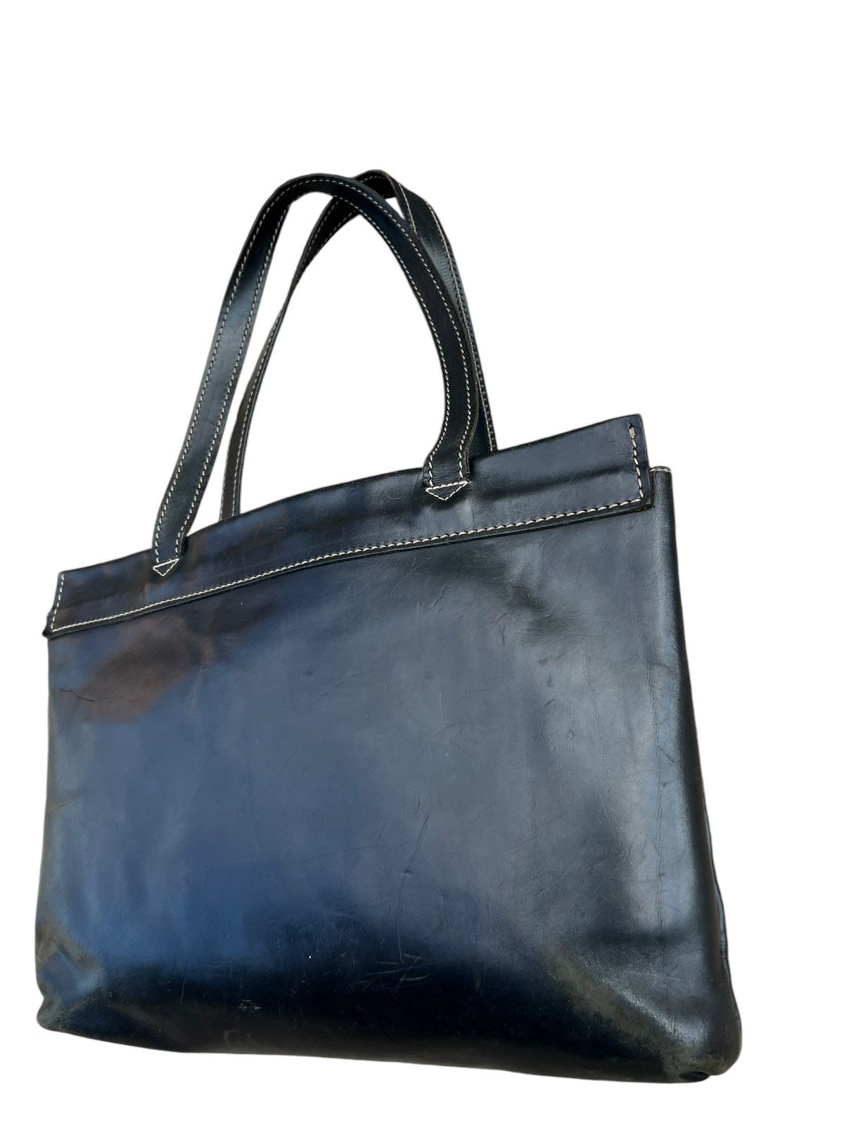 Leather CI-VA Distress Scratches Patina Leather Tote Bag Size ONE SIZE - 11 Thumbnail