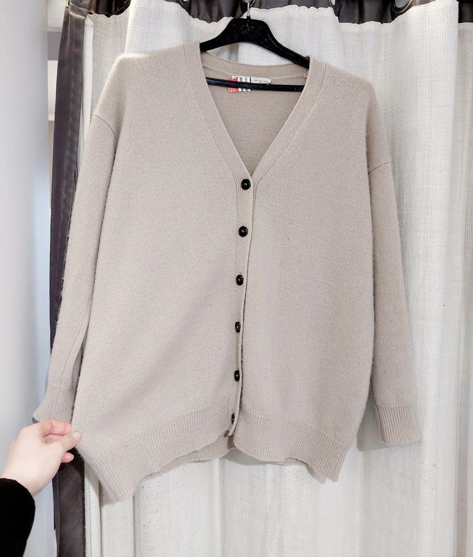 Zara 100% cashmere sweater cardigan beige thick weave luxury Size S / US 4 / IT 40 - 1 Thumbnail