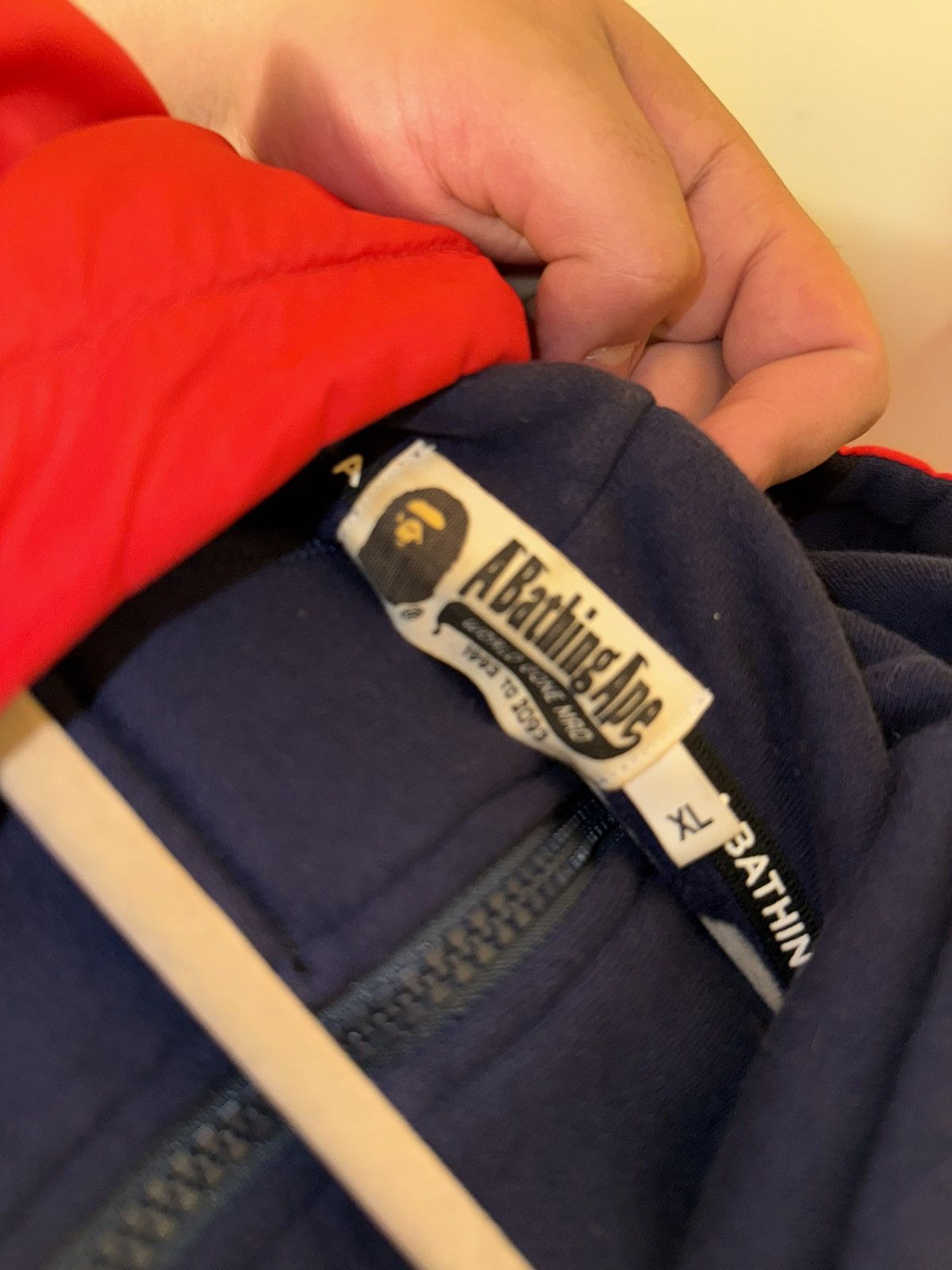 Bape BAPE Navy/Red Half-Zip “Busy Works” Logo Hoodie - XL Size US XL / EU 56 / 4 - 6 Thumbnail