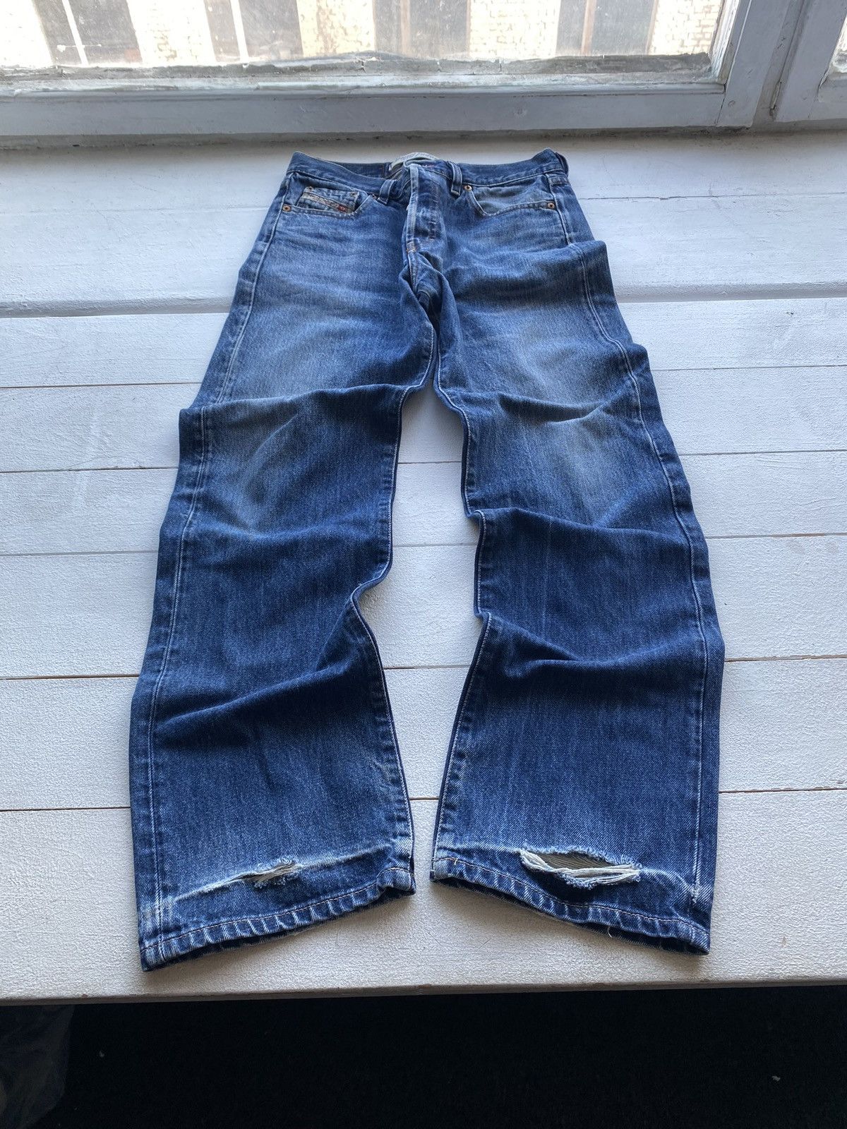 Diesel 🔥OPIUM Diesel Distressed OG Blue Denim Punk GOTHIC Jeans 💲 Size US 31 - 1 Thumbnail