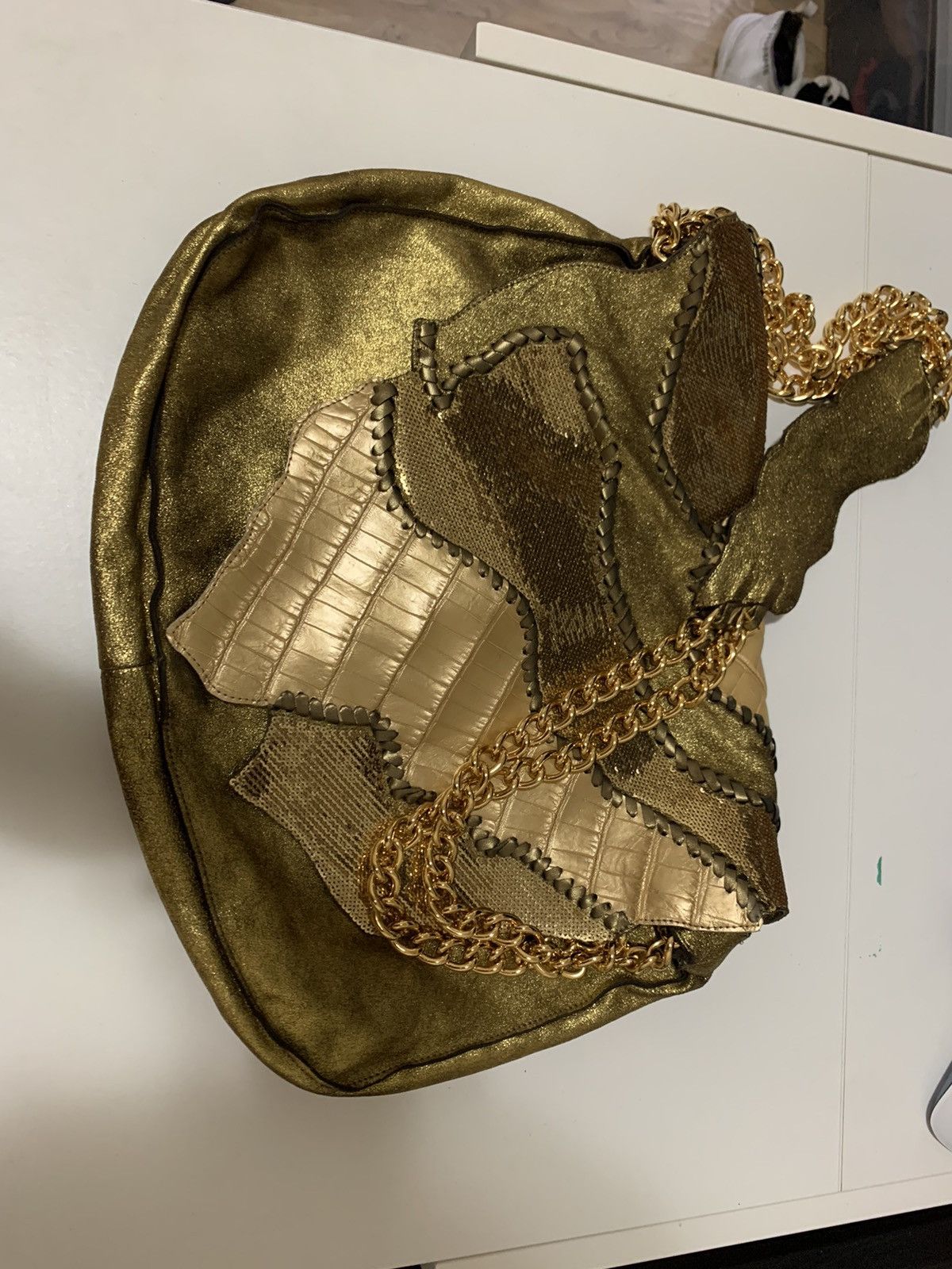 Balmain Balmain by Christophe Decarnin Golden Croc Messenger Size ONE SIZE - 1 Thumbnail