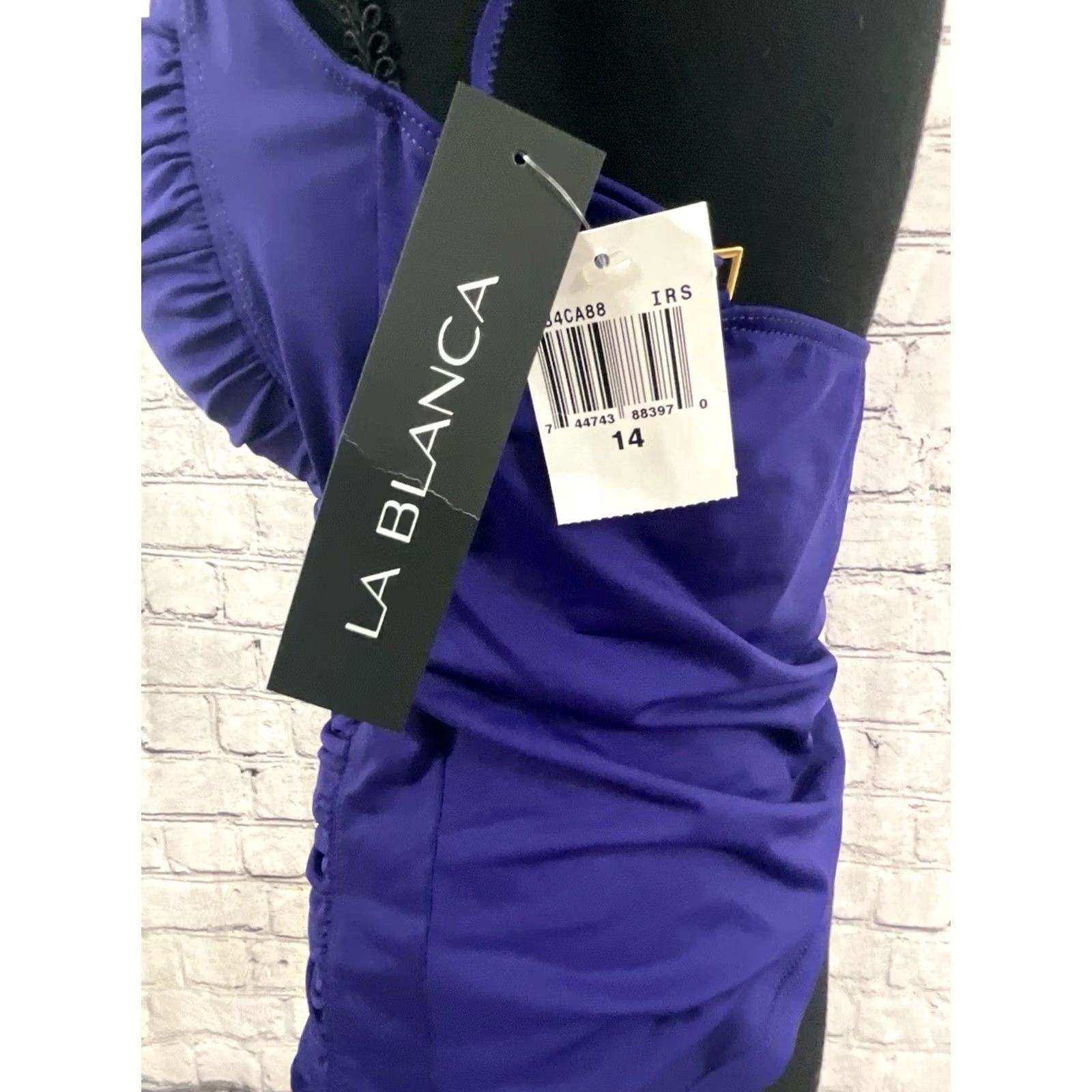 Vintage La Blanca Purple Goddess One Piece Swimsuit Womens 14 Regular Size ONE SIZE - 4 Thumbnail