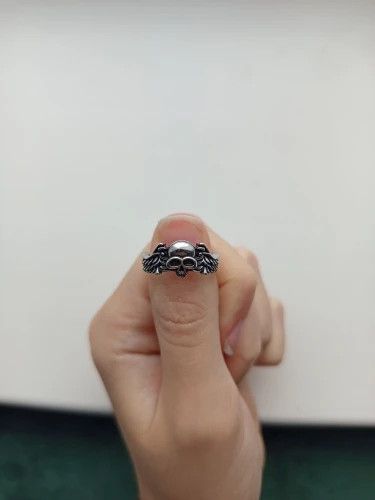 Vintage Resizable Retro Wings Skull Head Ring Size ONE SIZE - 5 Thumbnail