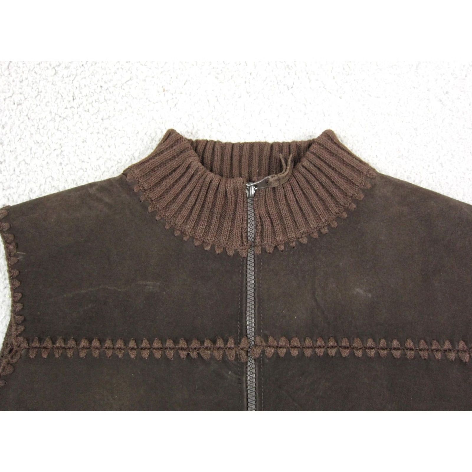 Vintage VINTAGE St Johns Bay Leather Vest Womens Petite Extra Large Brown Suede Sweater Biker Motorcycle Casual Travel Workwear Size XL / US 12-14 / IT 48-50 - 2 Thumbnail