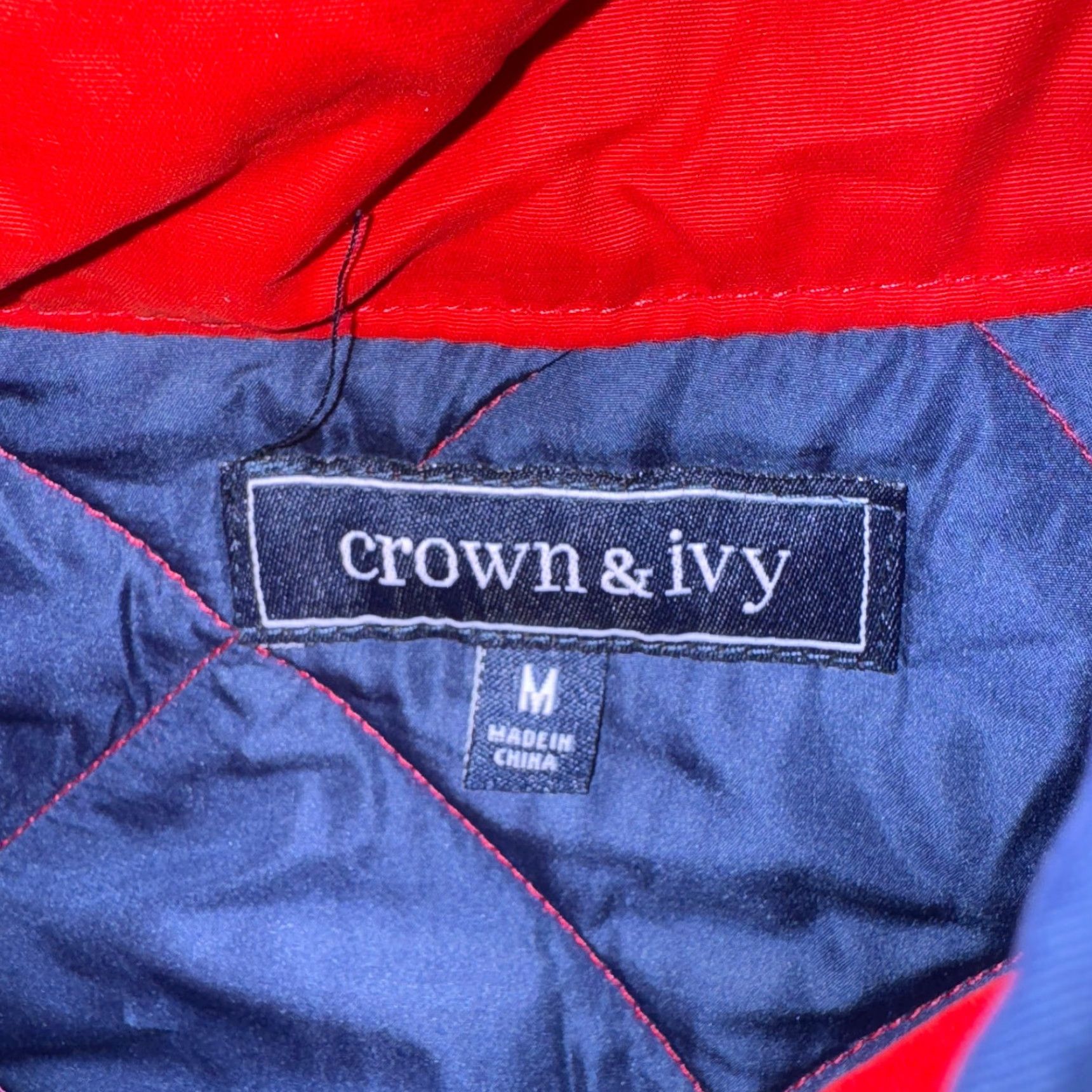 Vintage Crown & Ivy Quilted Full Zip Vest Mens M Red & Blue Golf Sport Jacket Hiking Shirt Size US M / EU 48-50 / 2 - 3 Thumbnail