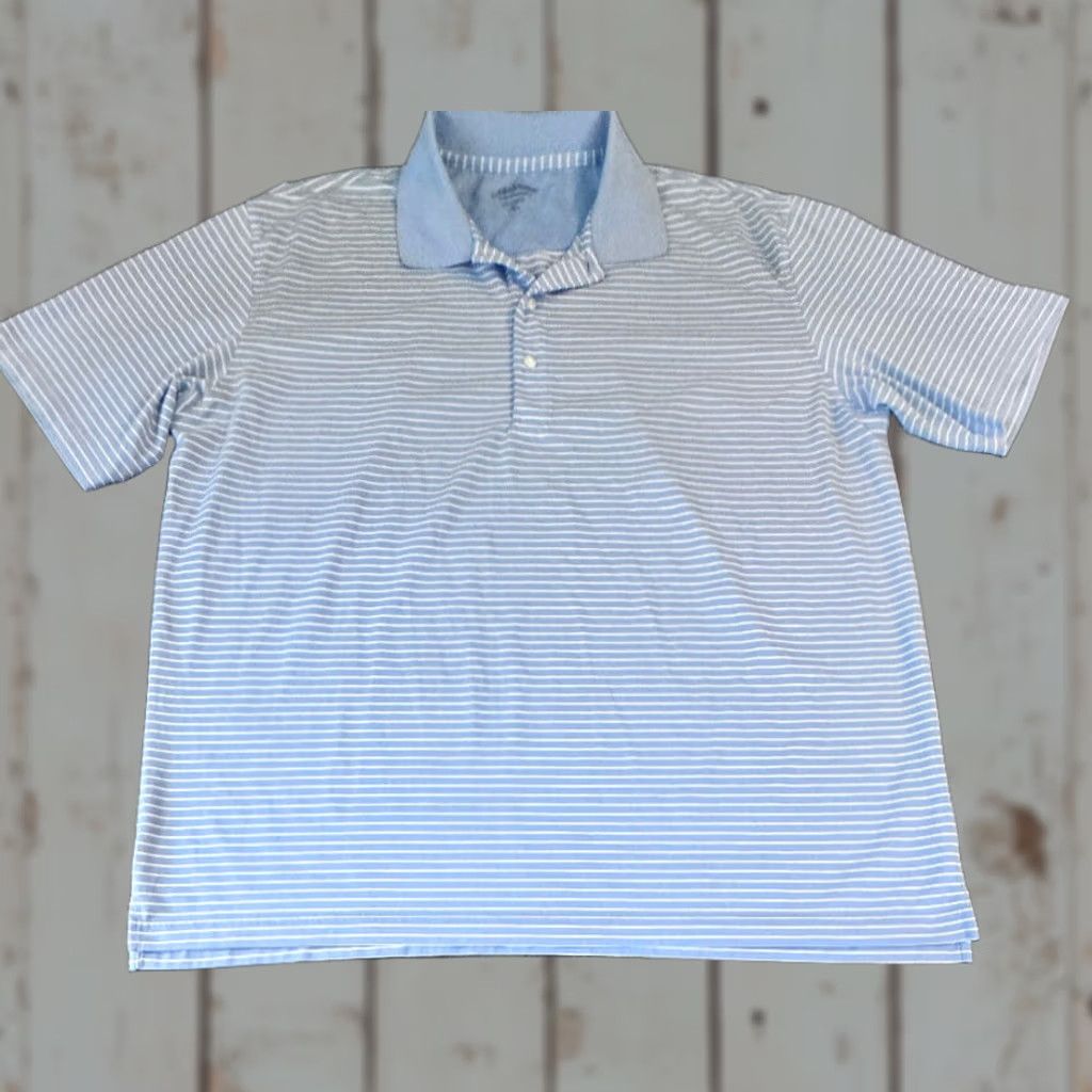 Vintage Jack Nicklaus Polo Short Sleeve XL Golf Shirt Blue White Striped Polo Shirt Mens Size US XL / EU 56 / 4 - 1 Thumbnail
