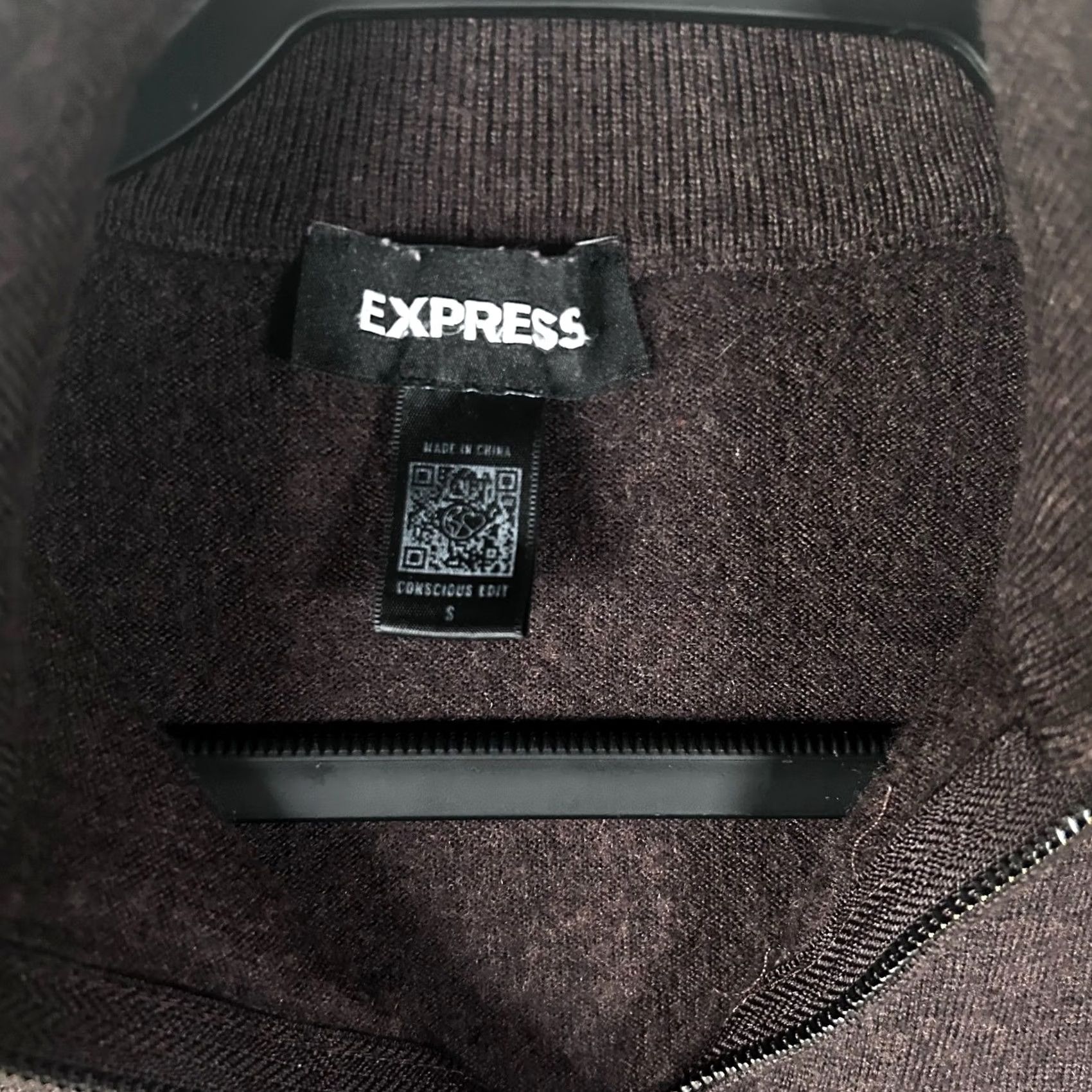 Express Express Mens Small Brown 100% Merino Wool Quarter Zip Pullover Sweater Conscious Size US S / EU 44-46 / 1 - 2 Thumbnail