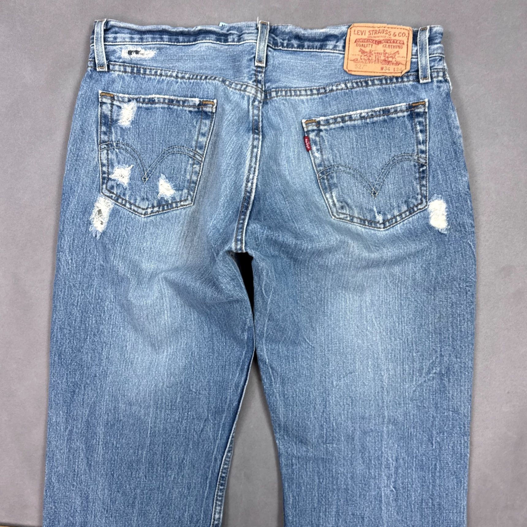 Levi's VINTAGE Levis Jeans Mens 34x34 Blue 527 Bootcut Western Destroyed Cowboy Size US 34 / EU 50 - 4 Thumbnail