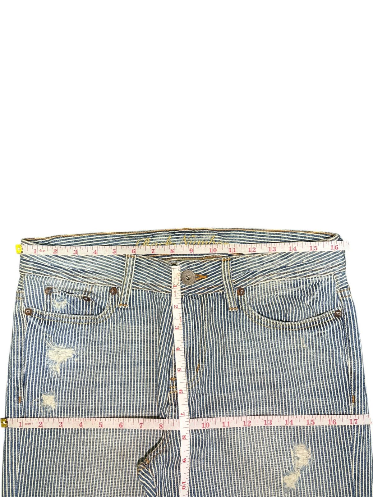 Edwin Vintage Japanese Brand Hickory Distressed Jeans Size 33" - 6 Thumbnail