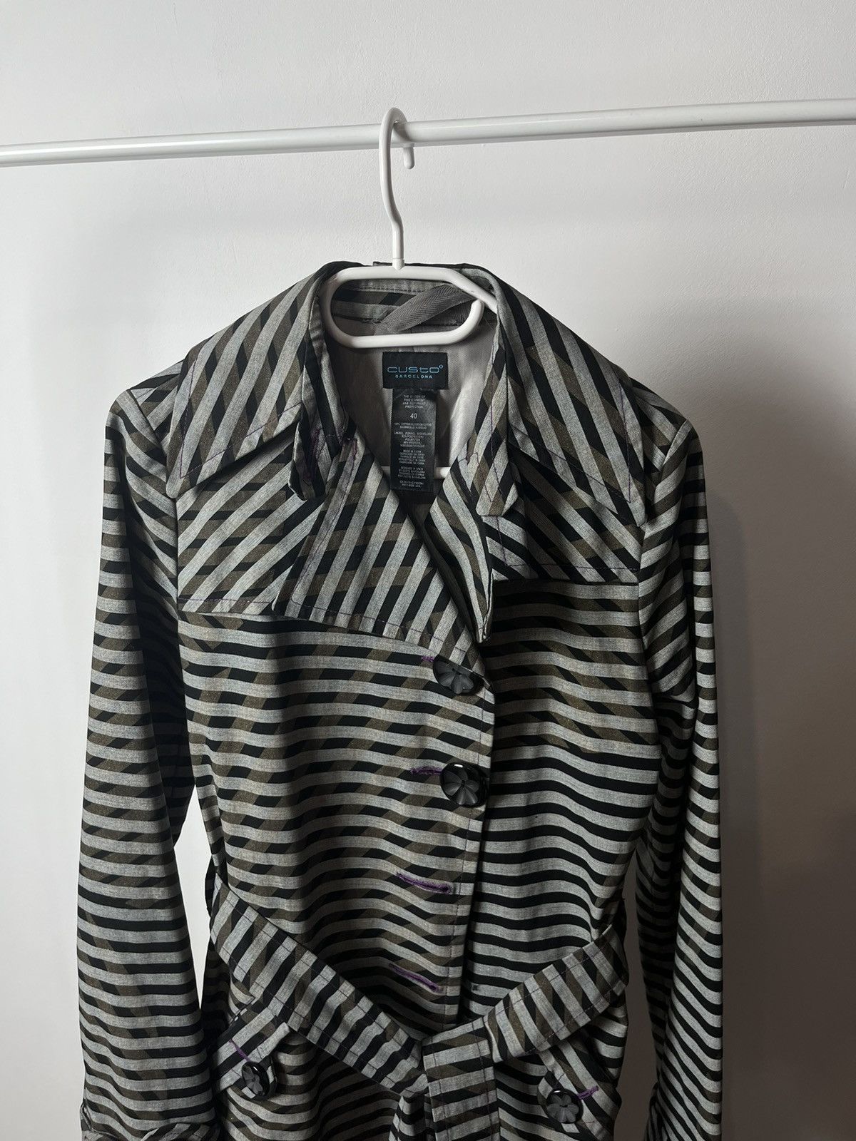 Custo Barcelona Custo Barcelona Stripped Trench Coat Jacket Size S / US 4 / IT 40 - 4 Thumbnail